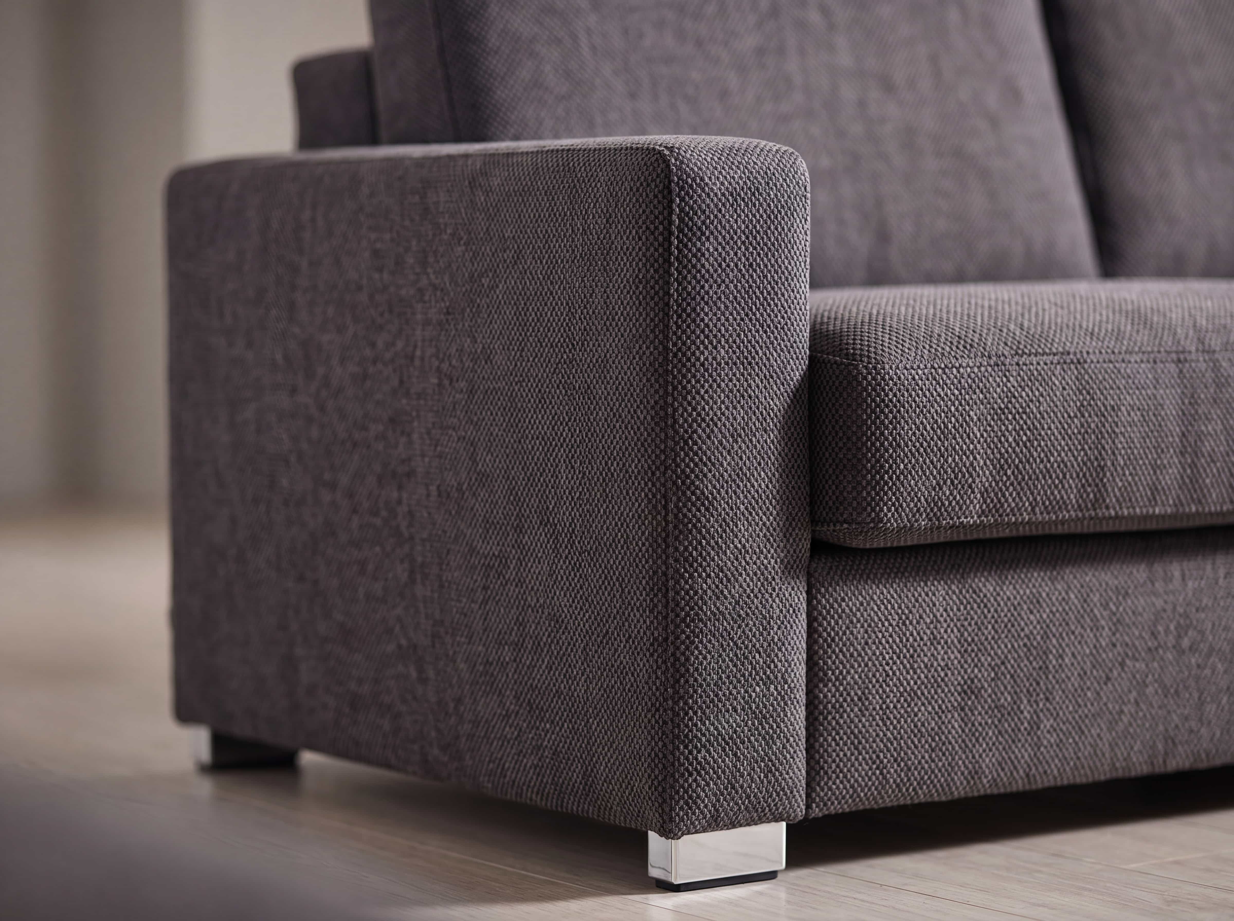 Ecksofa Parma mit grob strukturiertem, anthrazitfarbenem Stoffbezug und eckigen Metallfüßen