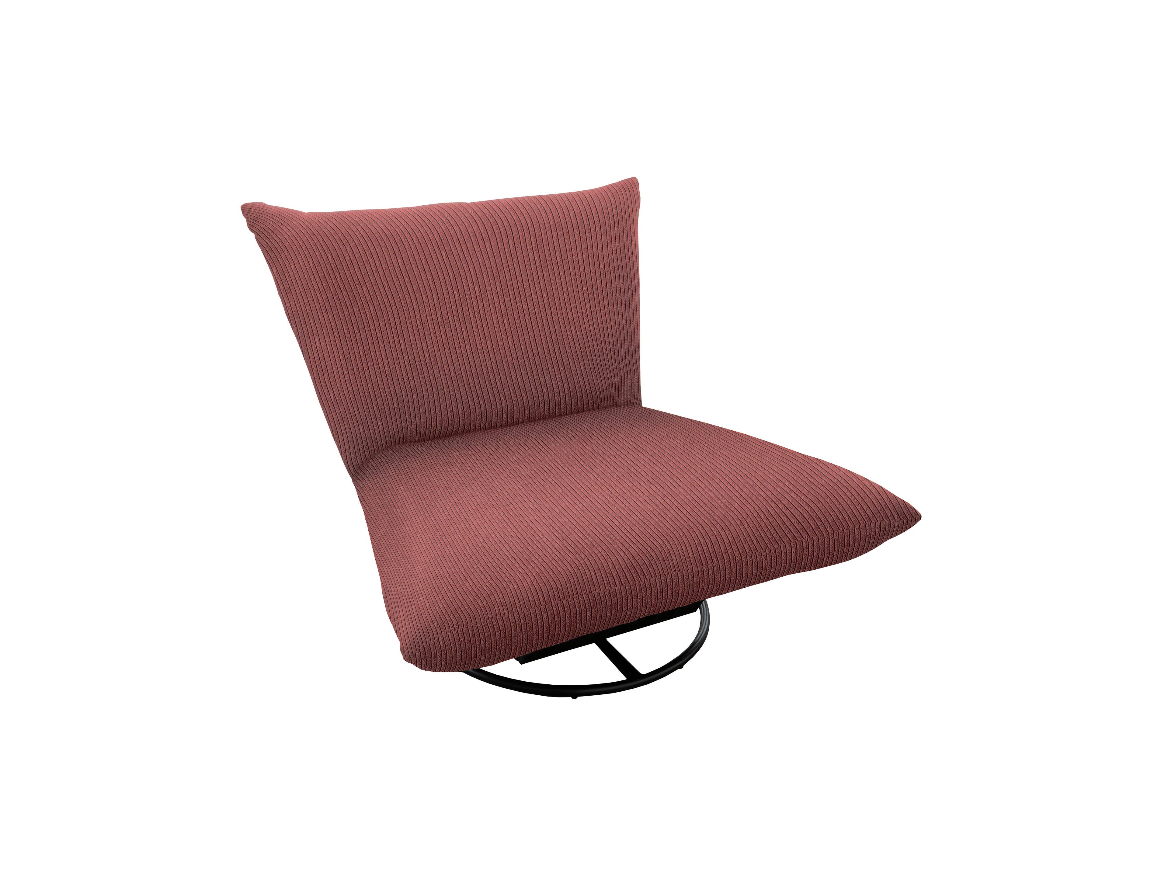 Drehbarer Lounge-Stuhl Cord Two mit terrakottafarbenem Cordbezug und schwarzem Rundgestell