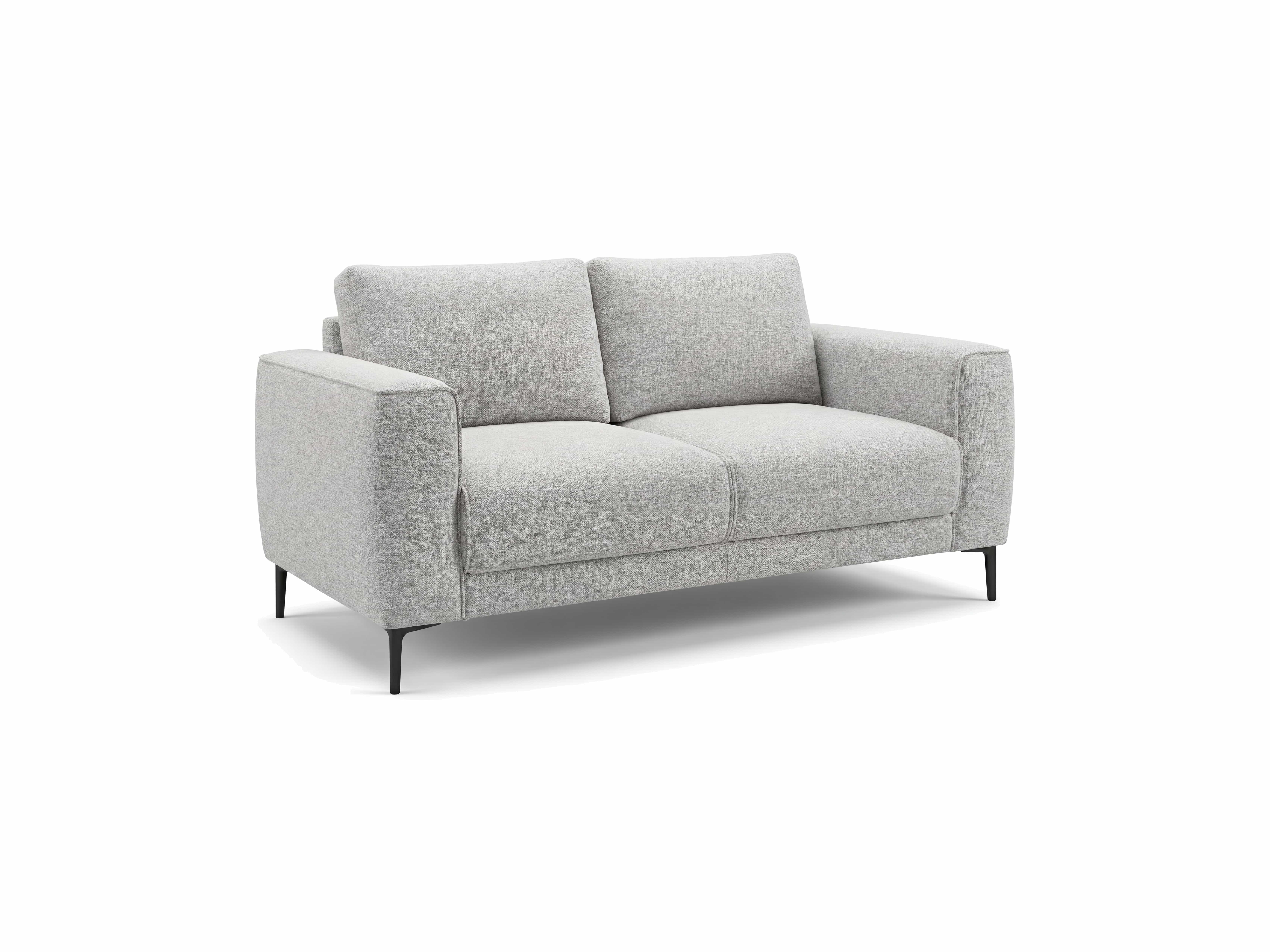 2-Sitzer Sofa Kabs Polsterwelt mit hellgrauem Stoffbezug, breiten Armlehnen und schwarzen Metallfüßen