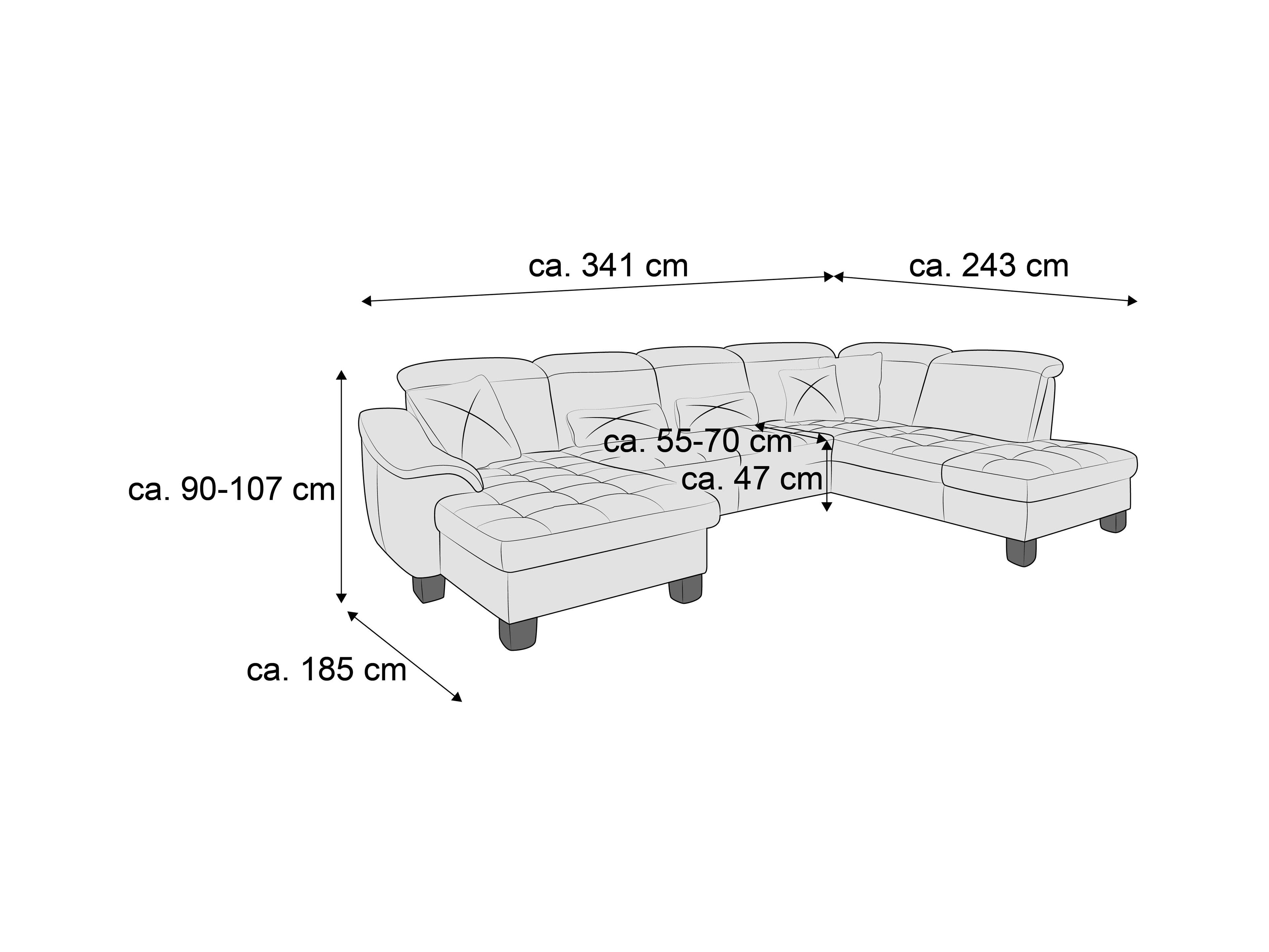 Ecksofa Kabs Polsterwelt mit Armlehnen, gepolsterten Sitzflächen, hoher Rückenlehne und sichtbaren Füßen