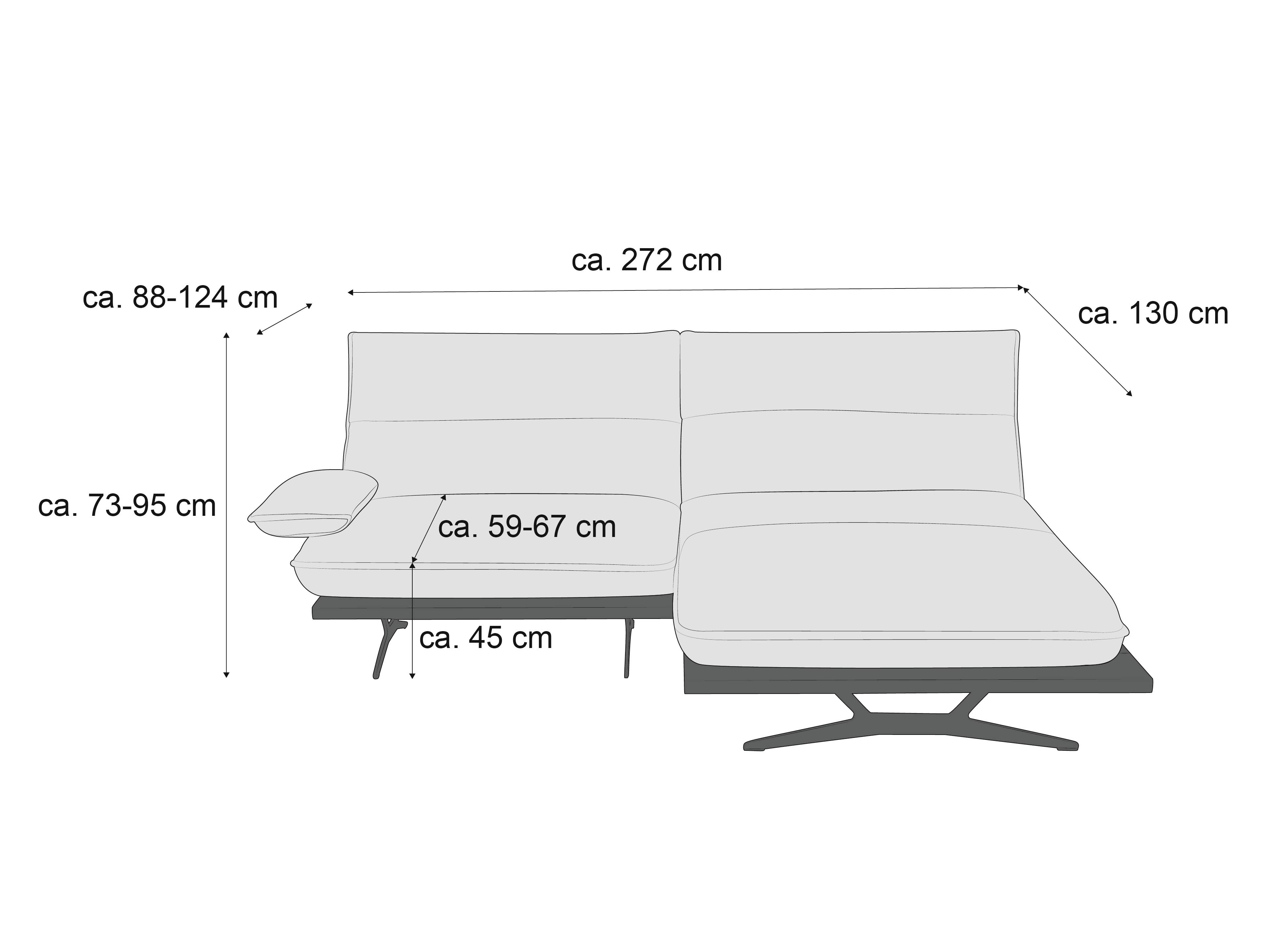 Ecksofa Kabs Polsterwelt mit Armlehne links, gepolstert, L-Form, sichtbare Metallfüße