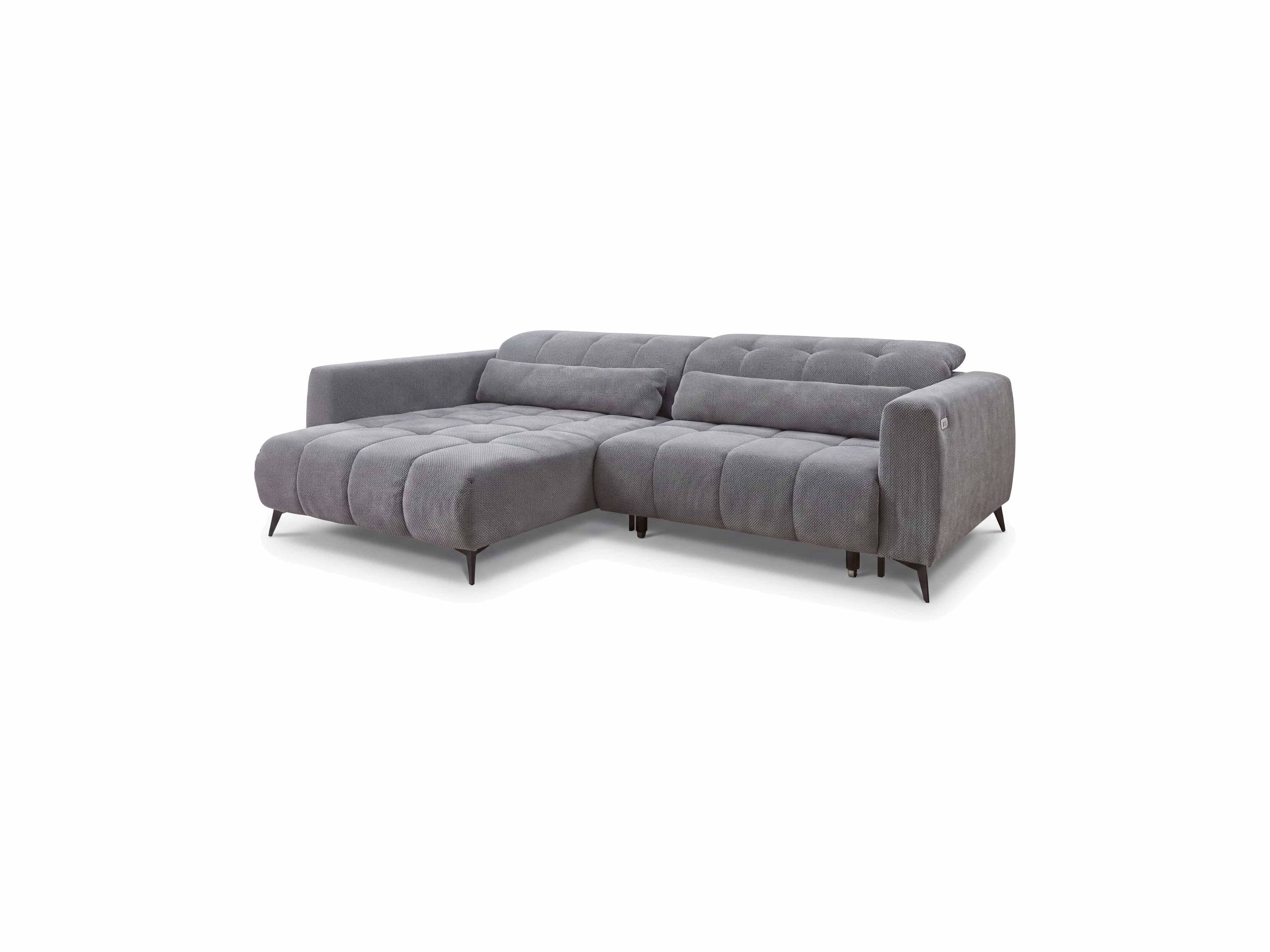 Ecksofa Kabs Polsterwelt mit grauem Stoffbezug, gepolsterter Sitzfläche und Metallfüßen