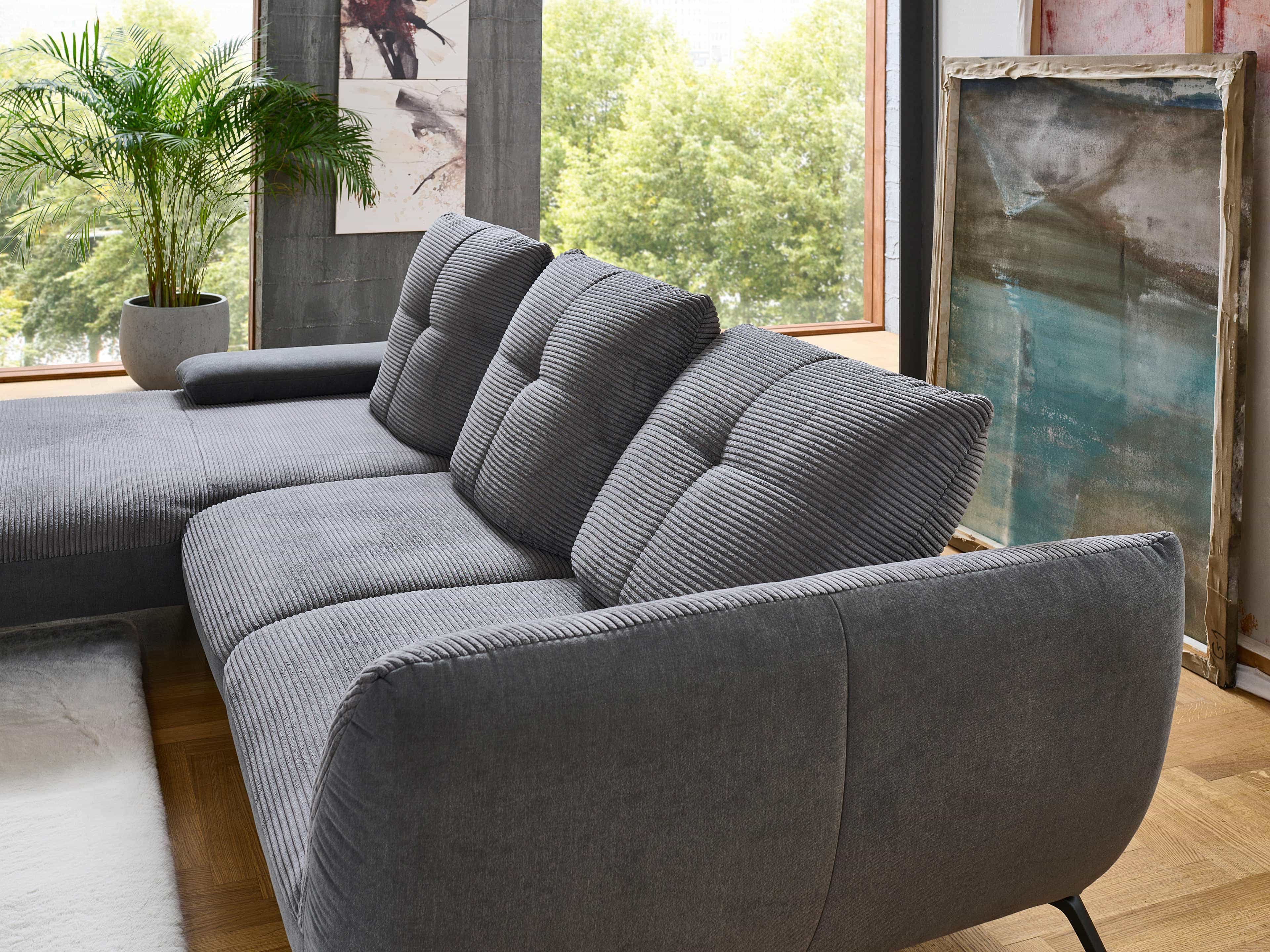 Ecksofa Paola – Cordbezug und Sitztiefenverstellung