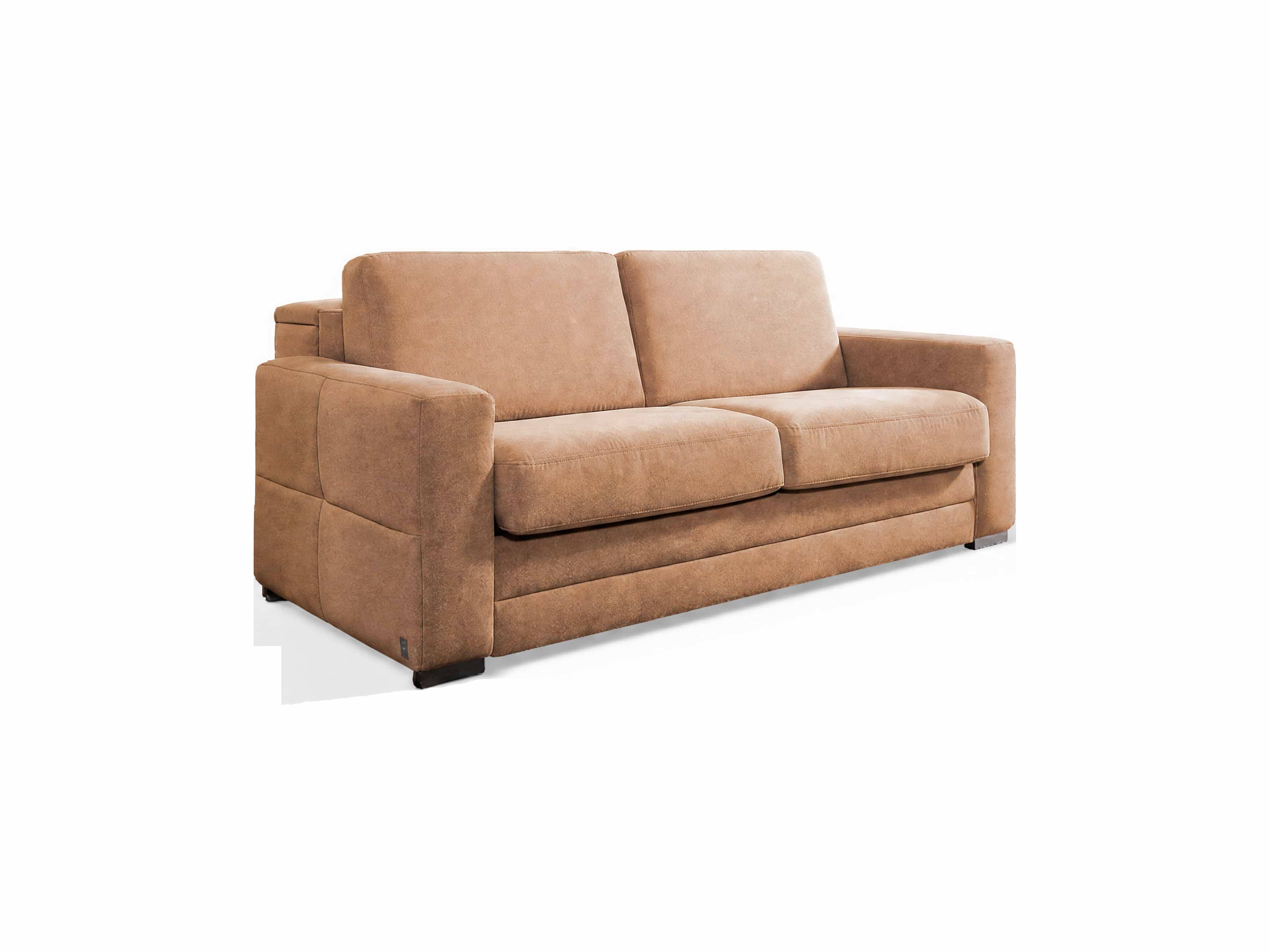 2-Sitzer Sofa Ronny mit Armlehnen, Lederoptik in Hellbraun, gepolsterte Sitz- und Rückenfläche