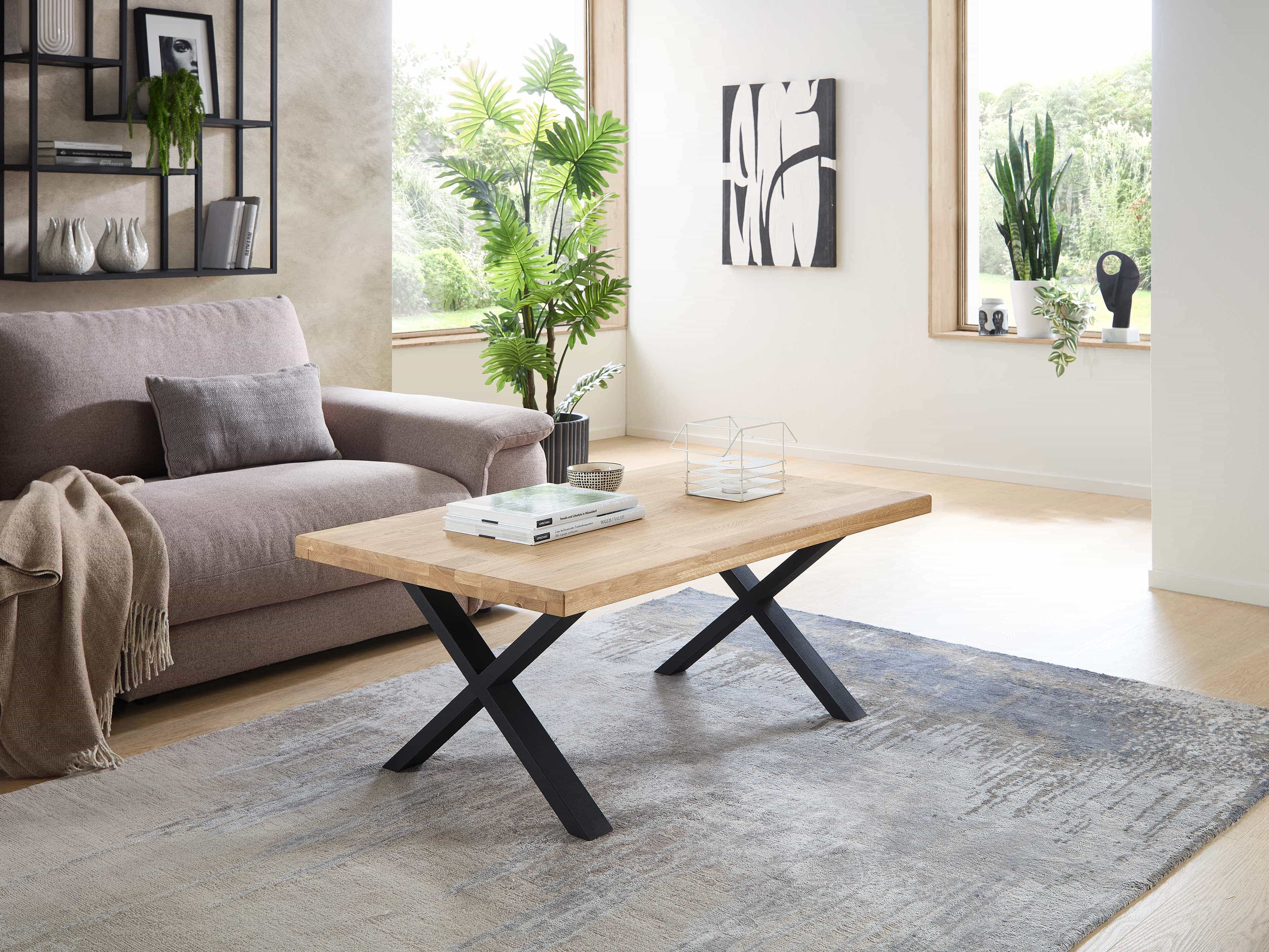 Couchtisch Samra – Massivholz Eiche, Industrial-Look online entdecken