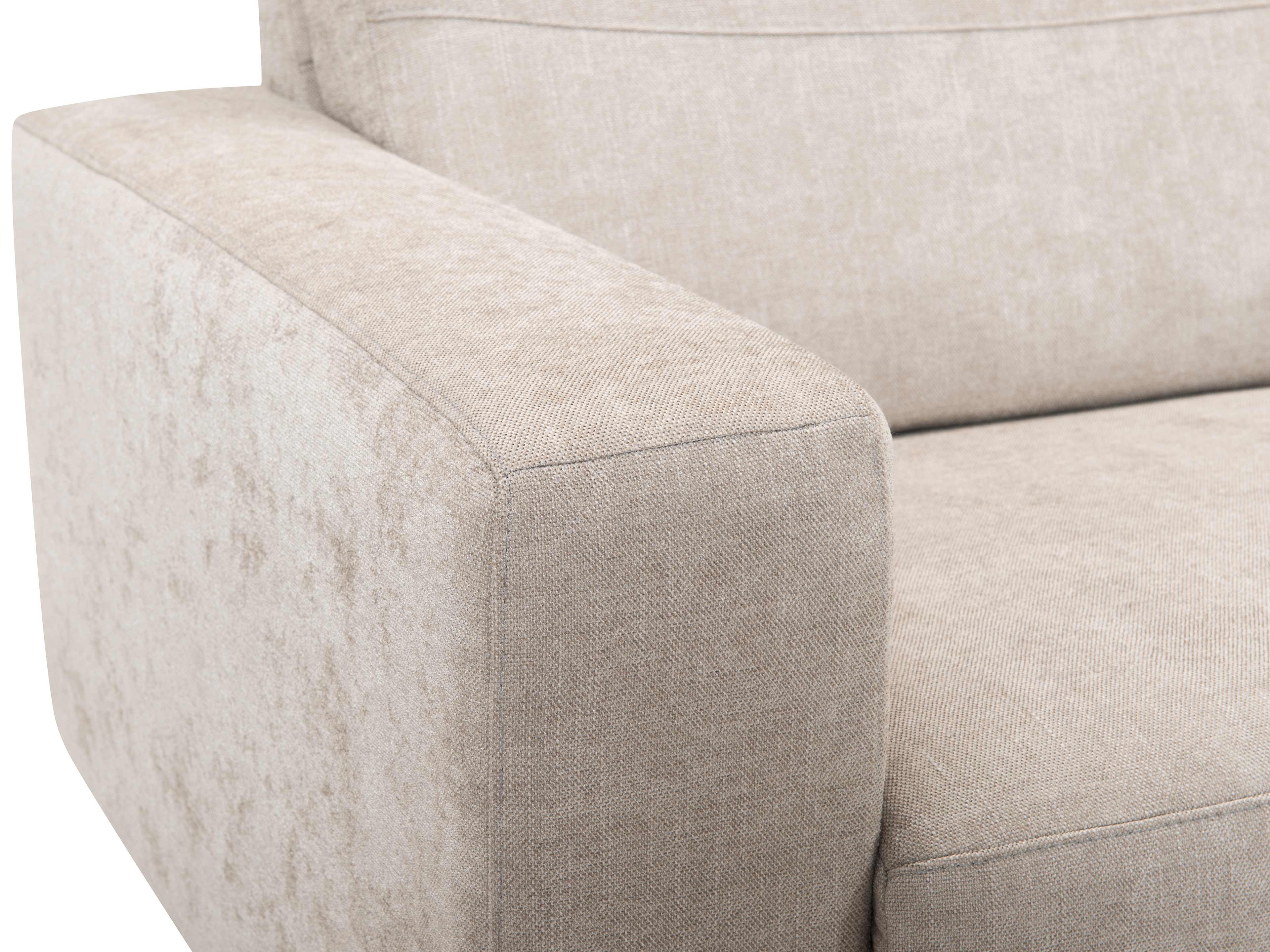 Ecksofa Kabs Polsterwelt mit breiter Armlehne, beigefarbener Stoffbezug, strukturierte Oberfläche