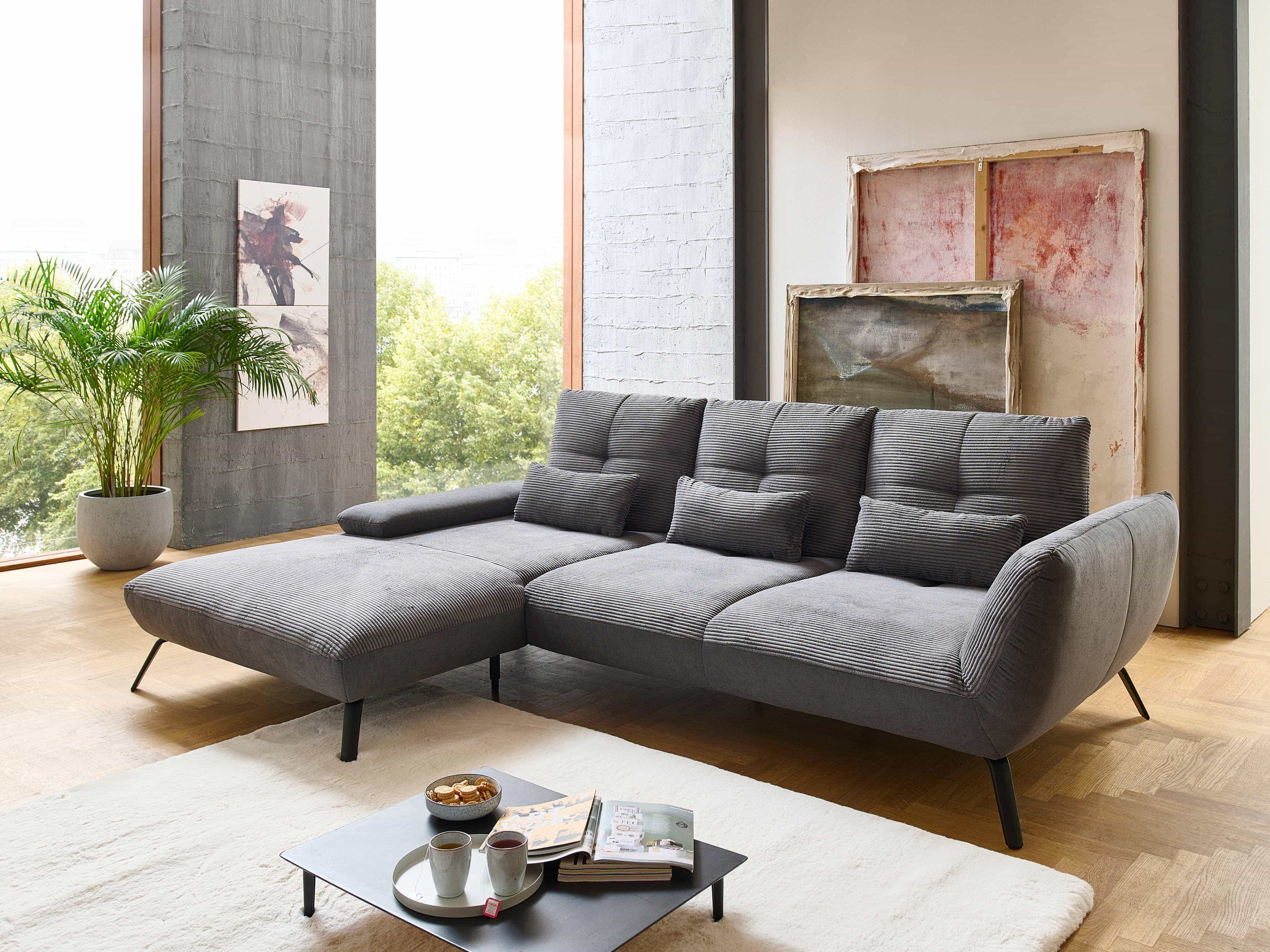 Ecksofa Paola – Cordbezug und Sitztiefenverstellung