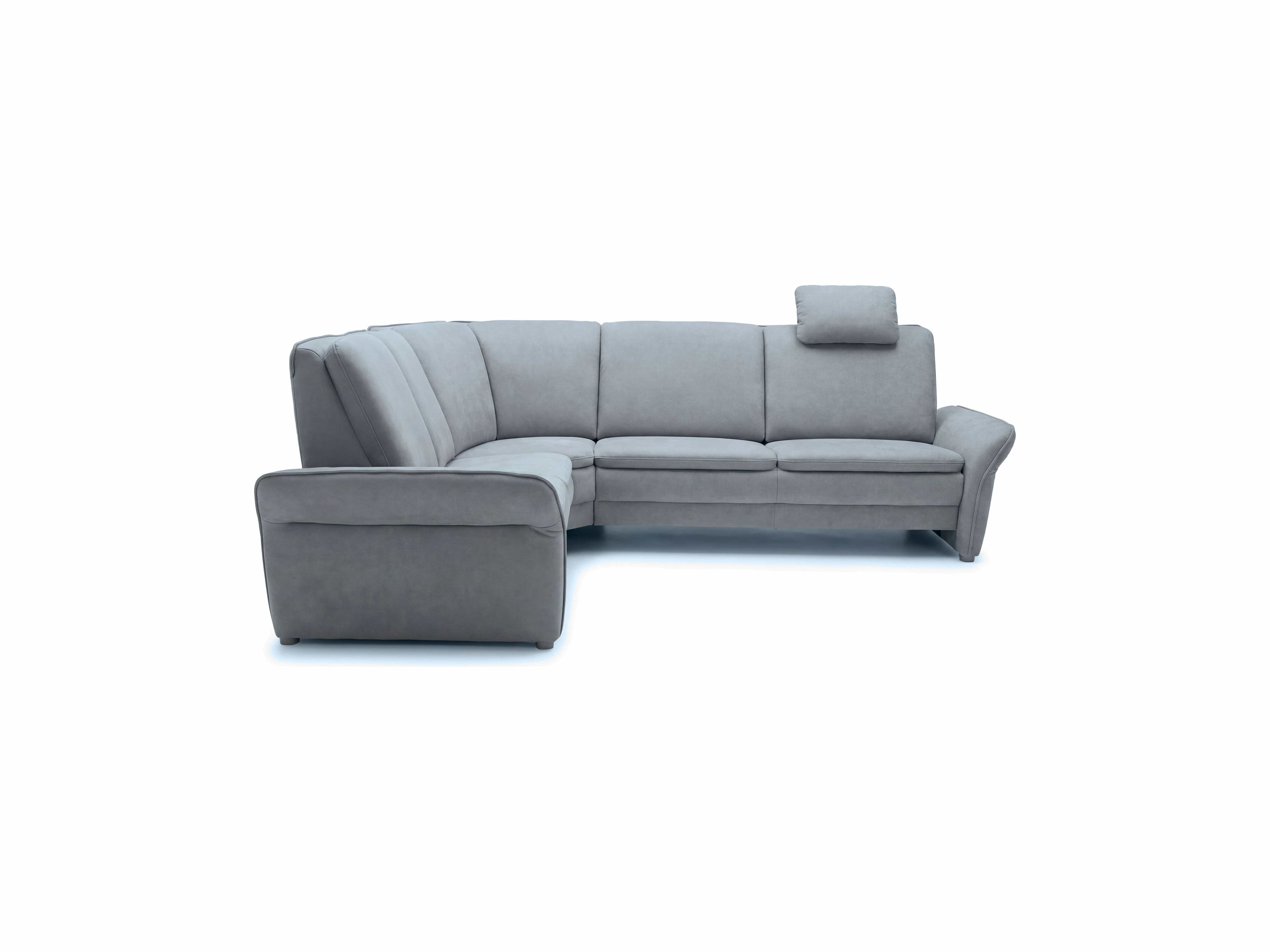 Ecksofa Kabs Polsterwelt mit grauem Stoffbezug, Armlehnen, gepolsterter Rückenlehne, Kopfstütze