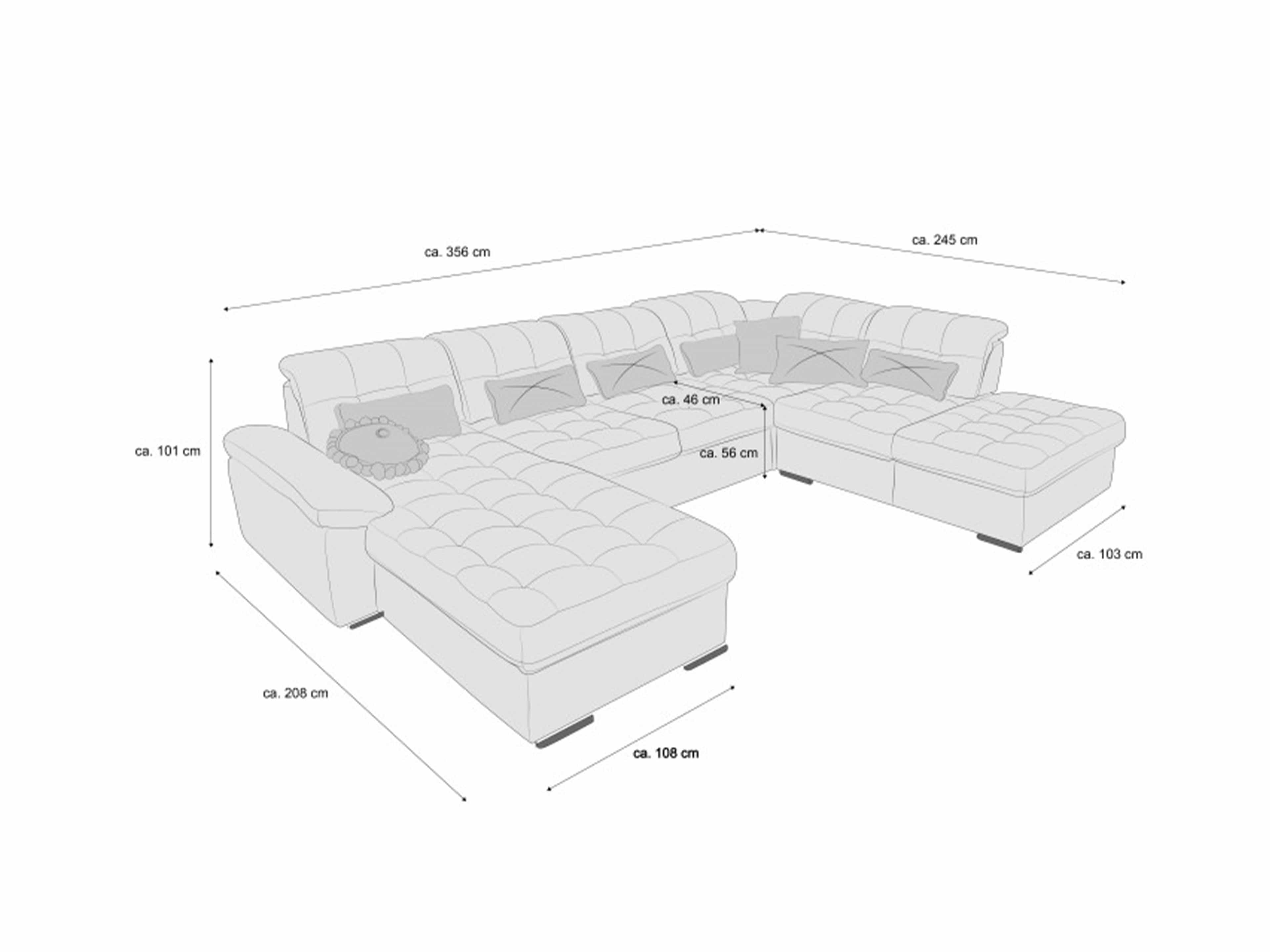 Ecksofa Kabs Polsterwelt, gepolstert, Armlehne links, sichtbare Steppung, mehrteilig, helle Farbe