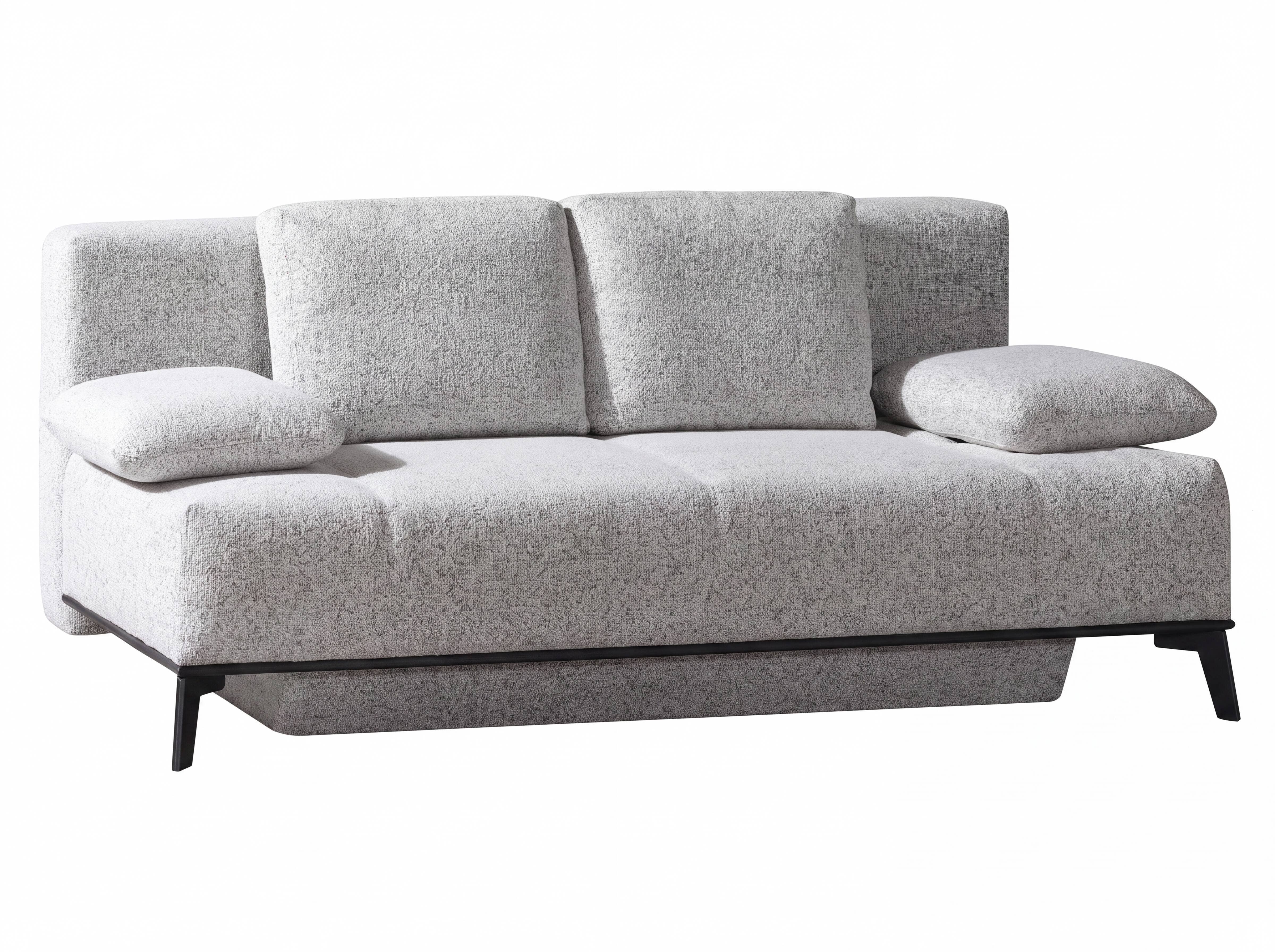 2-Sitzer Sofa Kabs Polsterwelt mit hellem Stoffbezug, zwei Armlehnen und schwarzen Beinen