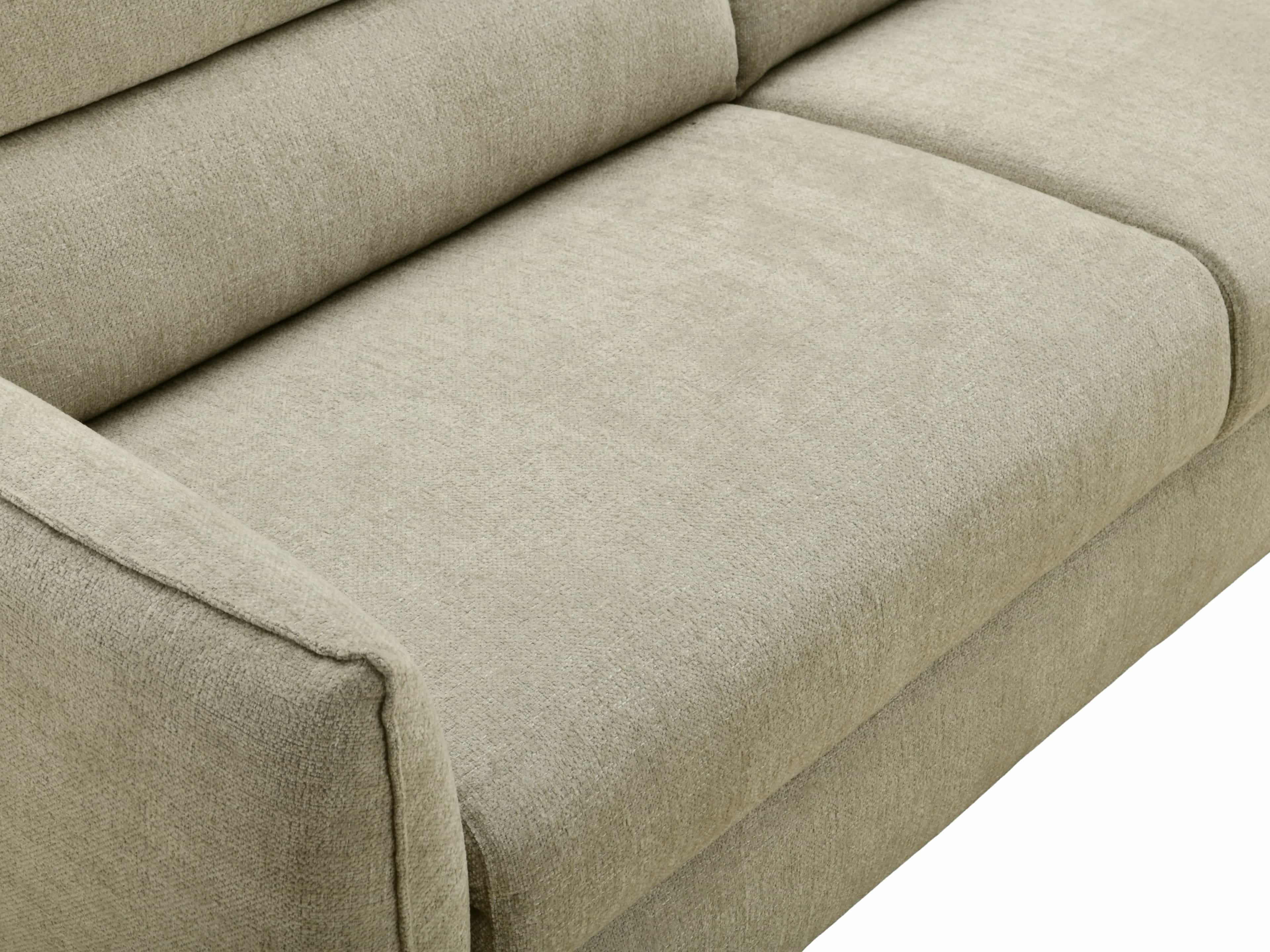 Ecksofa – Detailansicht mit hellbeigem Strukturstoffbezug und gepolsterter Sitzfläche
