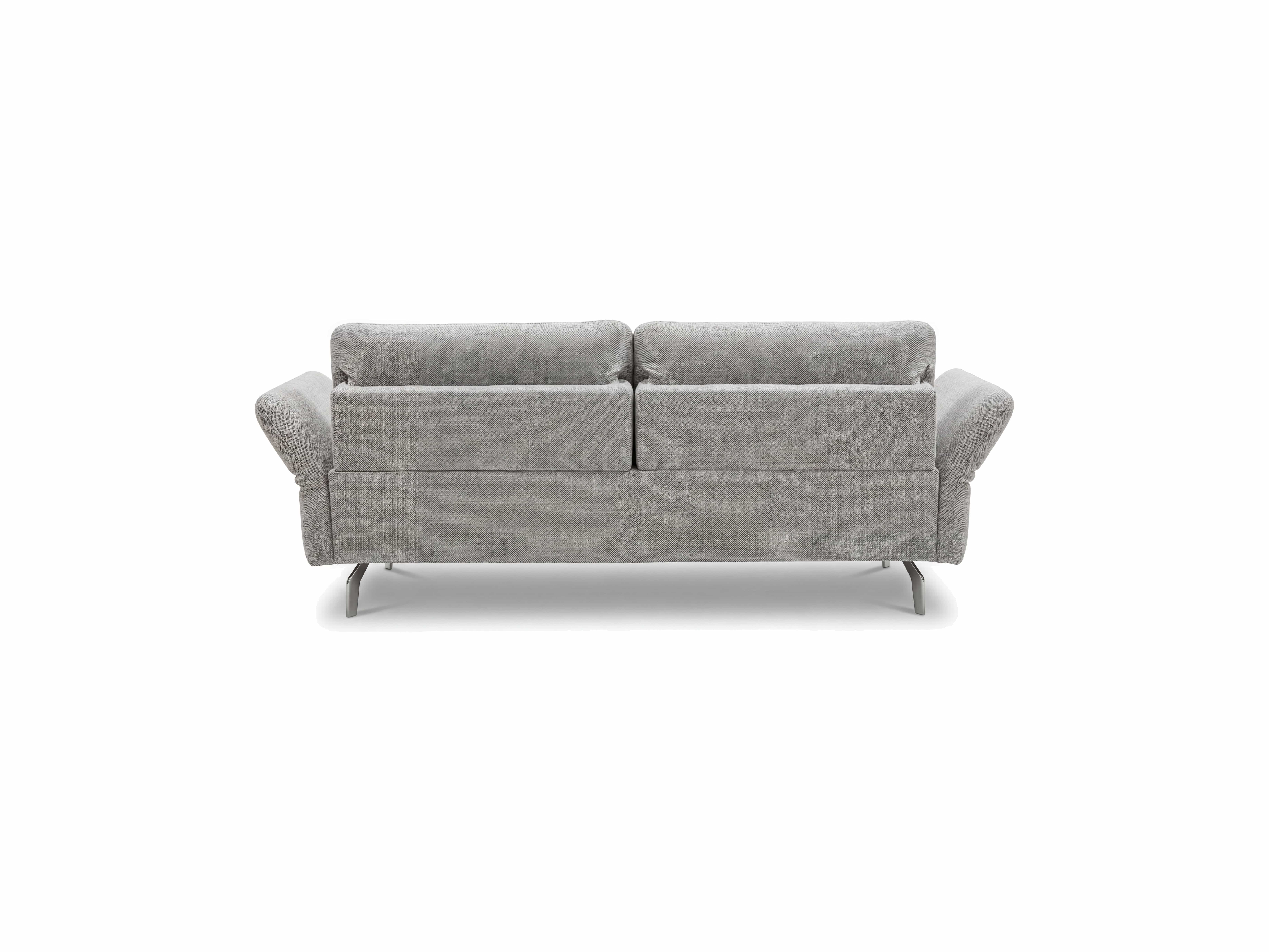 Ecksofa Kabs Polsterwelt mit hellgrauem Stoffbezug, gepolsterten Armlehnen und Metallfüßen