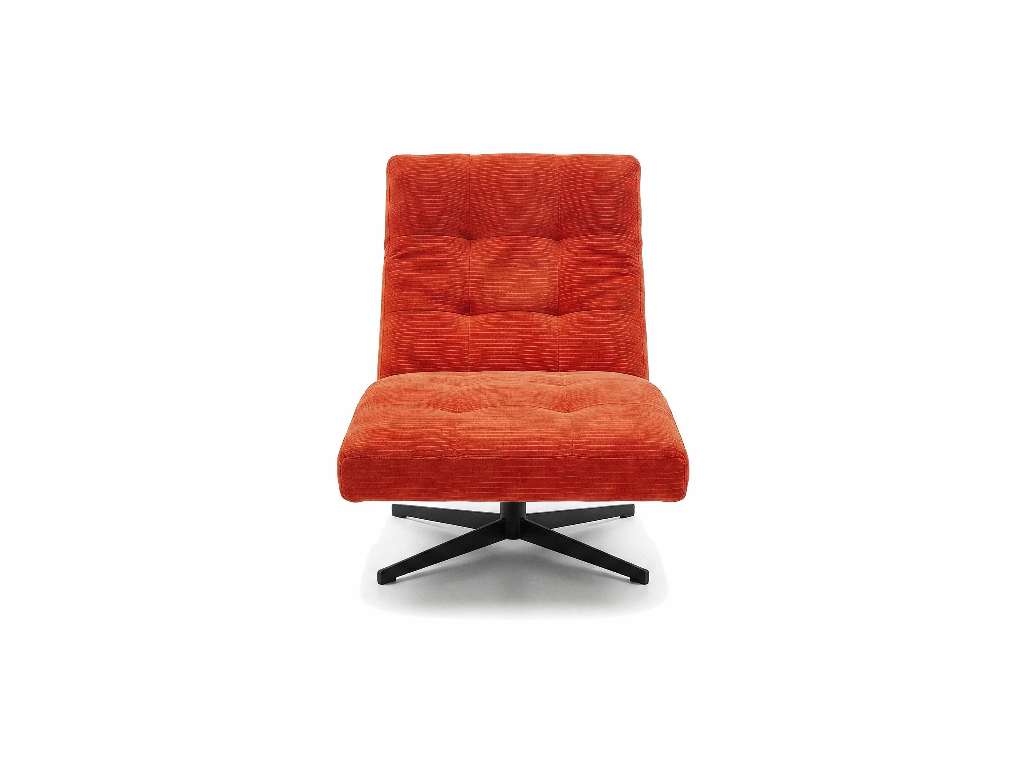 Lounge-Sessel Kabs in Orange mit Cordbezug, gepolstert, Kreuzfuß aus schwarzem Metall