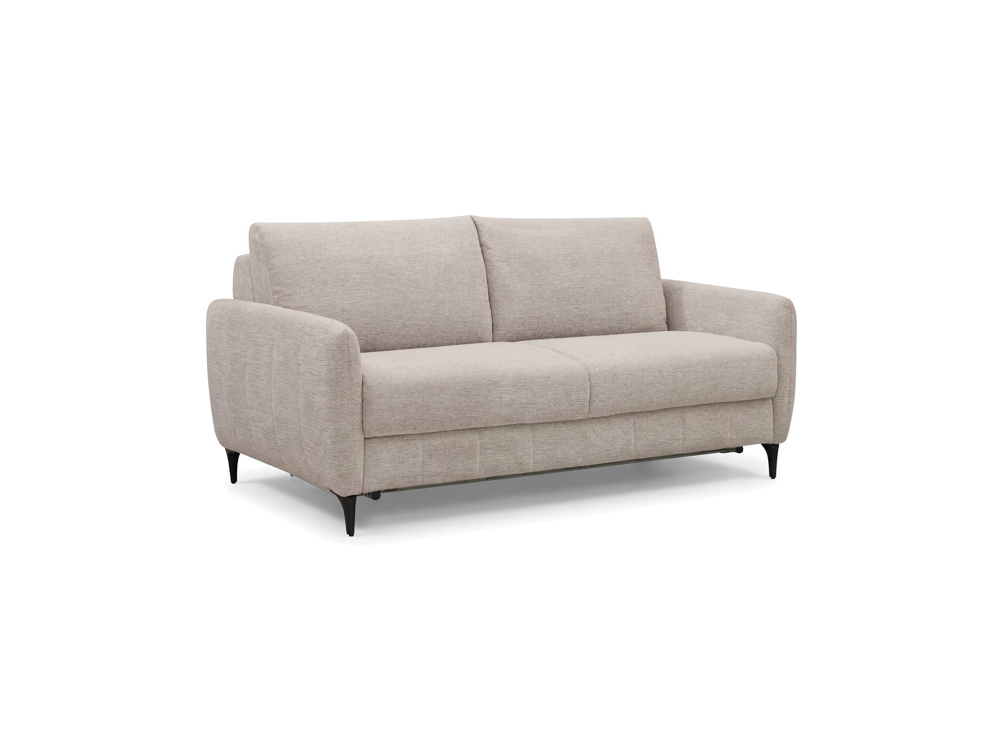 2-Sitzer Sofa Modell mit hellbeigem Stoffbezug, gepolsterte Sitzfläche, schwarze Füße, Armlehnen