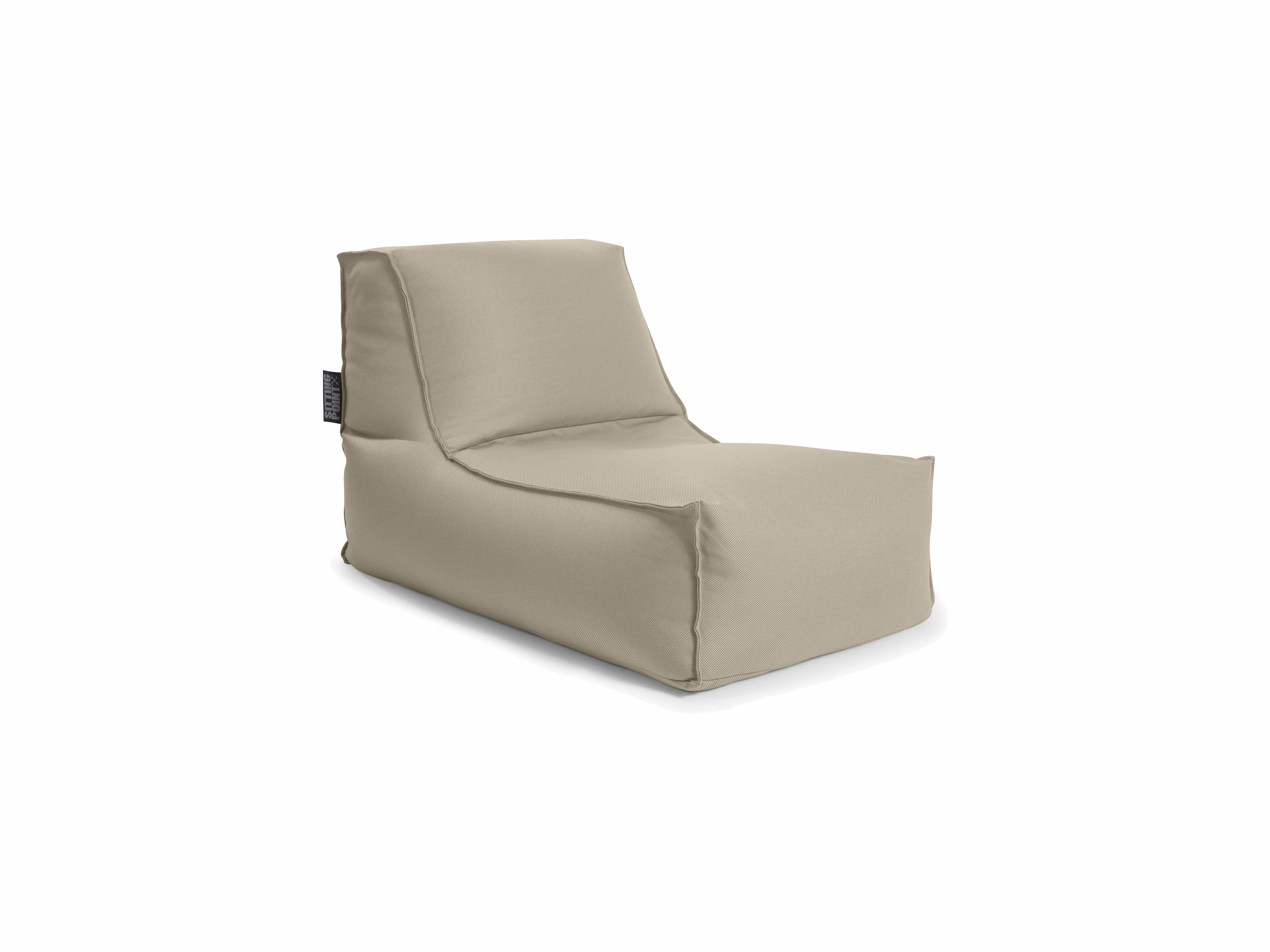 Loungesessel Softy in Beige mit Stoffbezug, rechteckige Sitzfläche und geneigter Rückenlehne