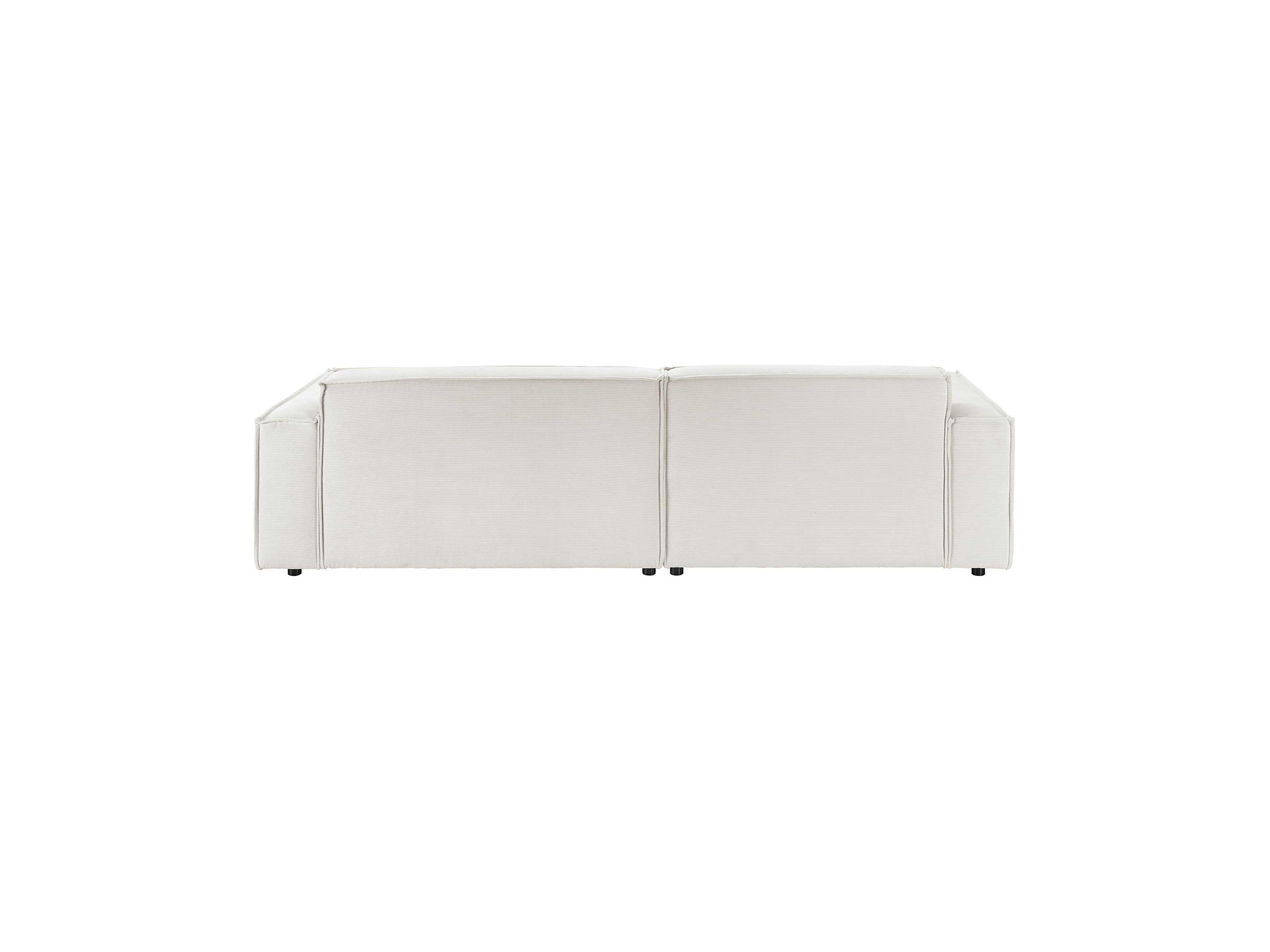 Ecksofa Kabs Polsterwelt mit Stoffbezug in Hellgrau, kubische Form, niedrige Rückenlehne, Armlehnen