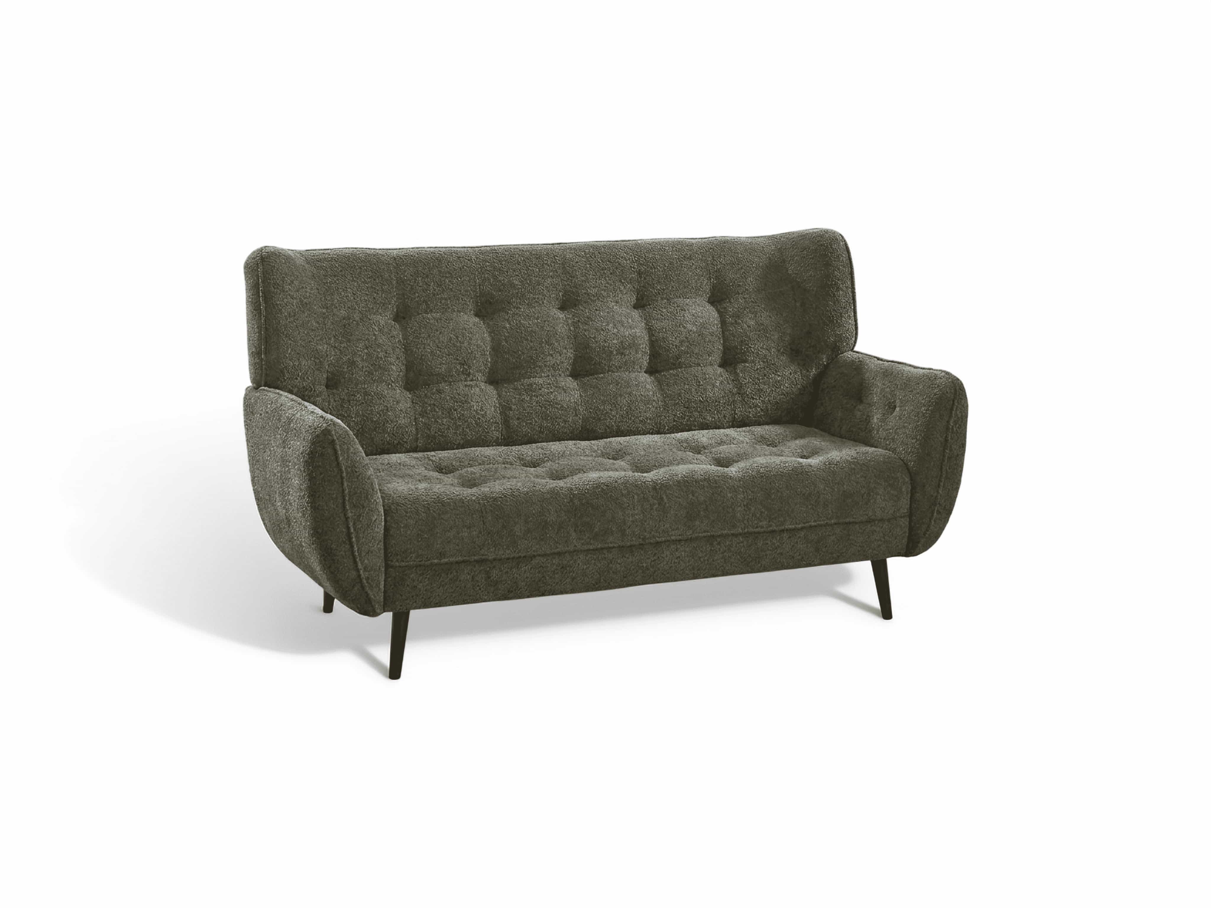 3-Sitzer Sofa Kabs mit Stoffbezug in Dunkelgrau, gepolsterte Rückenlehne und Armlehnen, Knopfheftung