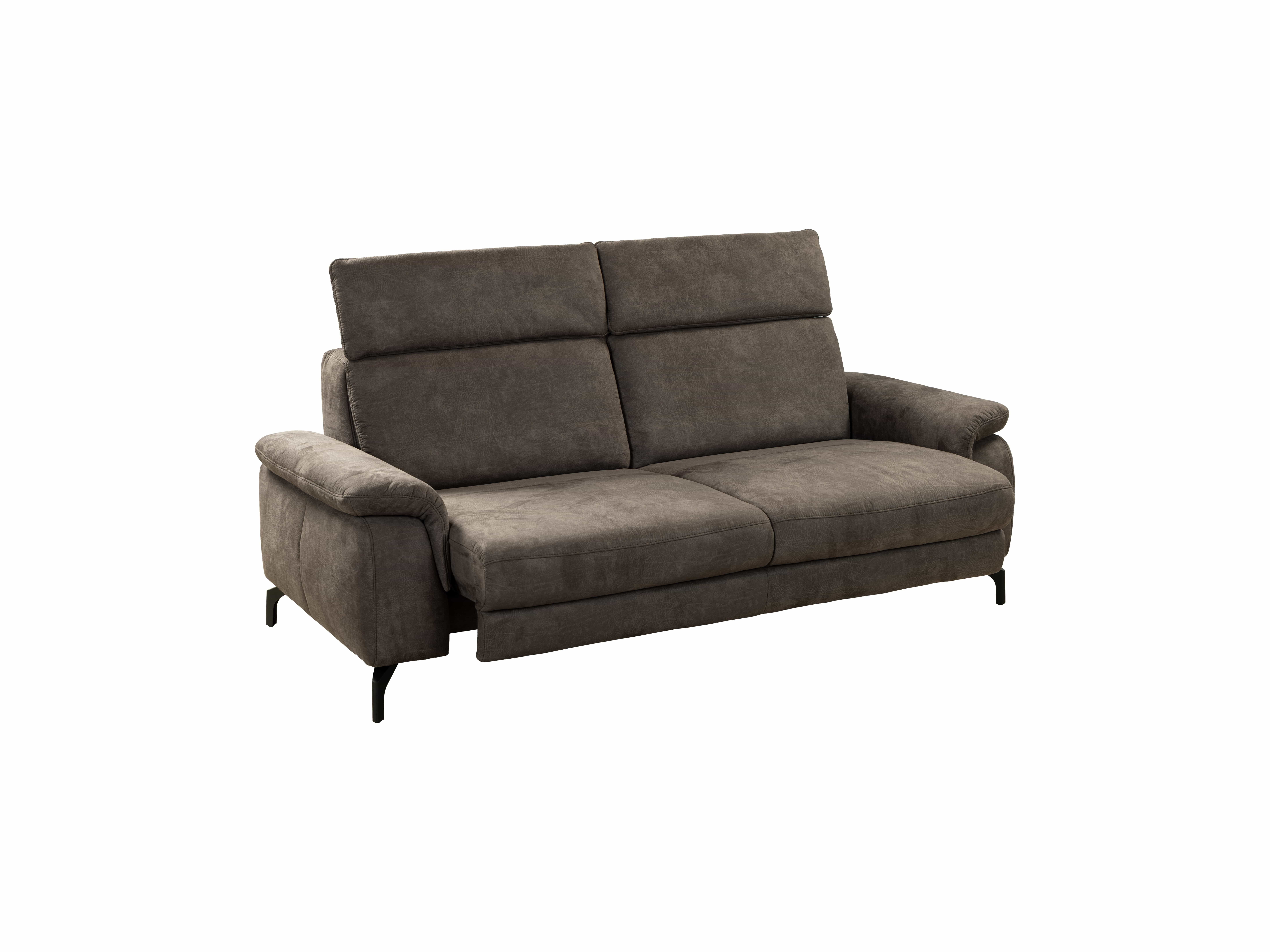 3-Sitzer Sofa im Modellname, brauner Stoffbezug, breite Armlehnen, gepolsterte Rückenlehne, Metallfüße