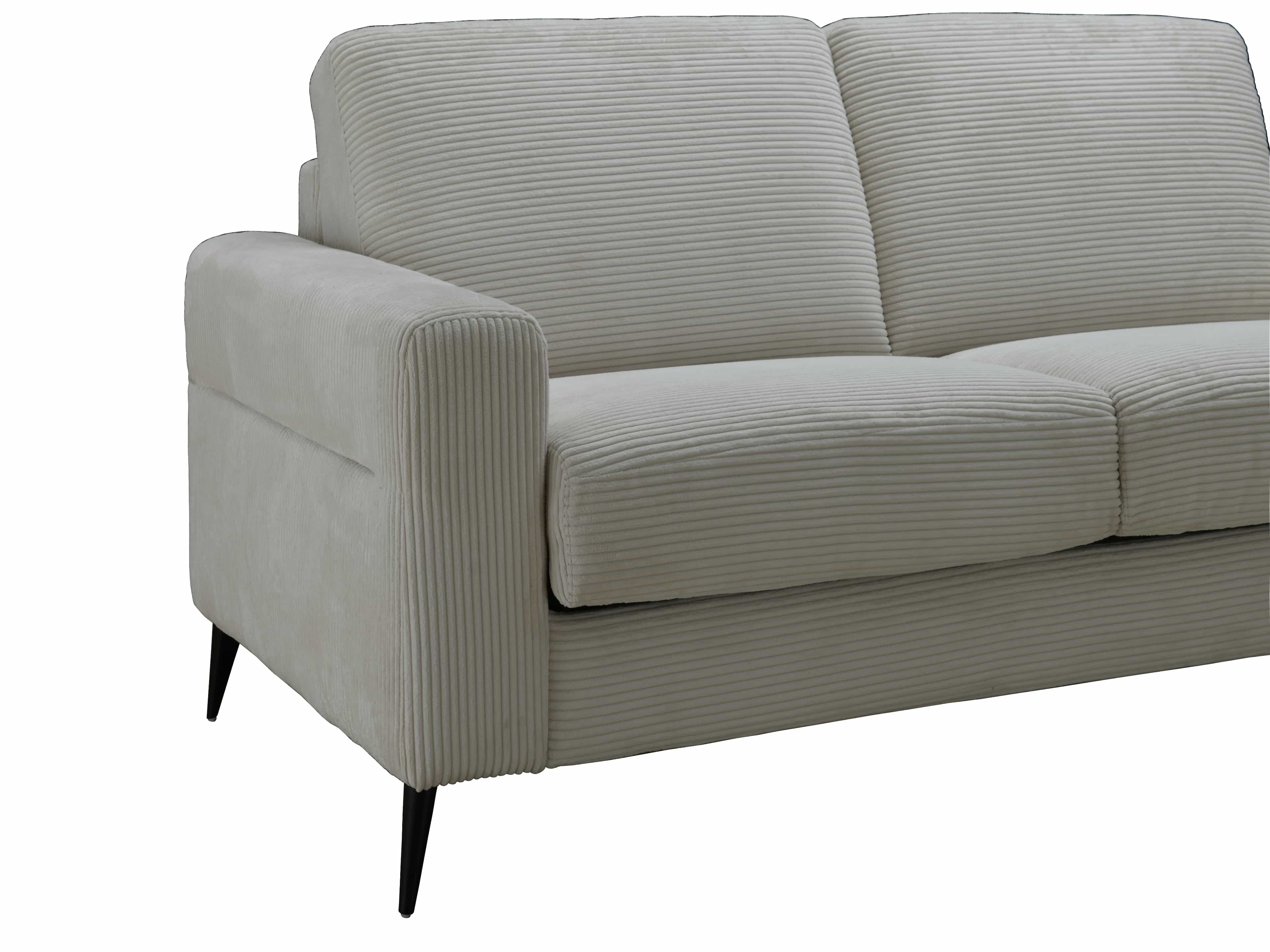2-Sitzer Sofa Kabs mit hell-beigem Cordbezug, Armlehnen und schwarzen, schmalen Metallfüßen
