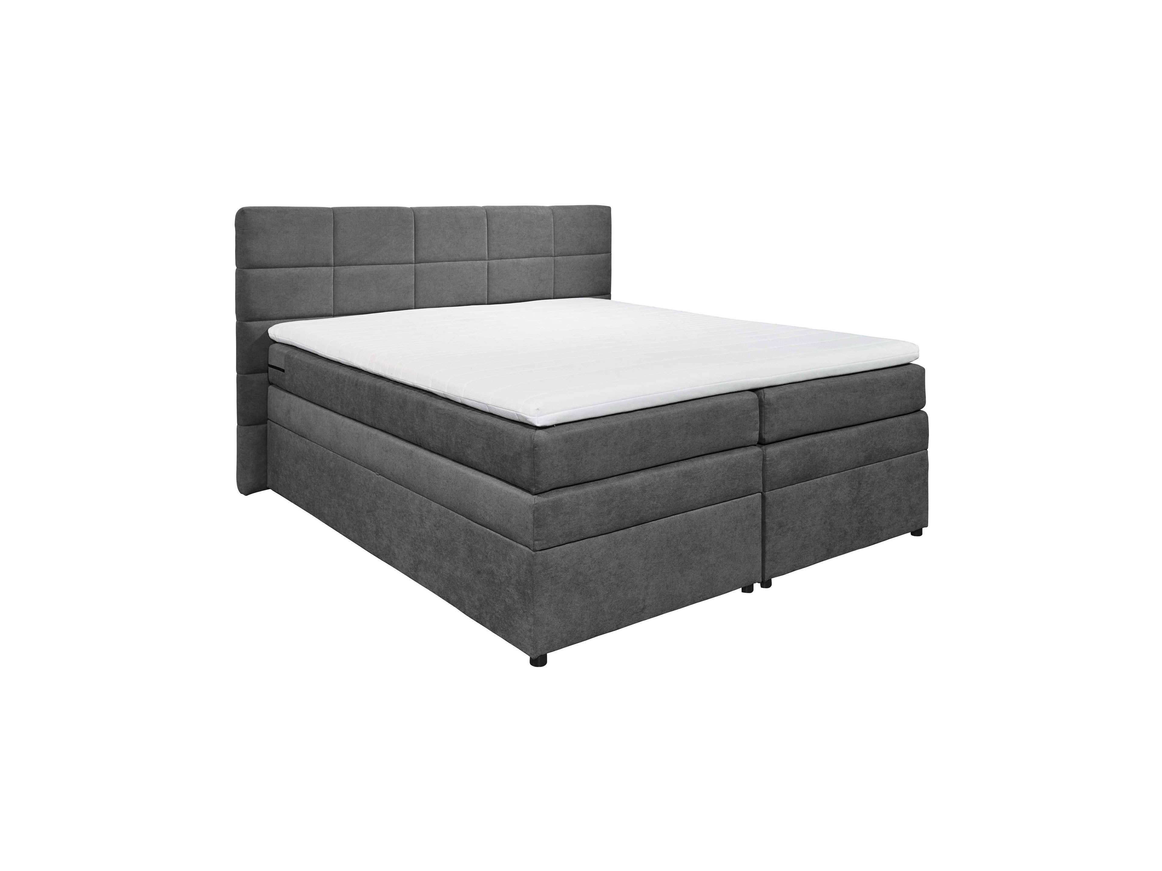Boxspringbett Kabs Polsterwelt mit gestepptem Kopfteil, grauer Stoffbezug, gepolstertes Design