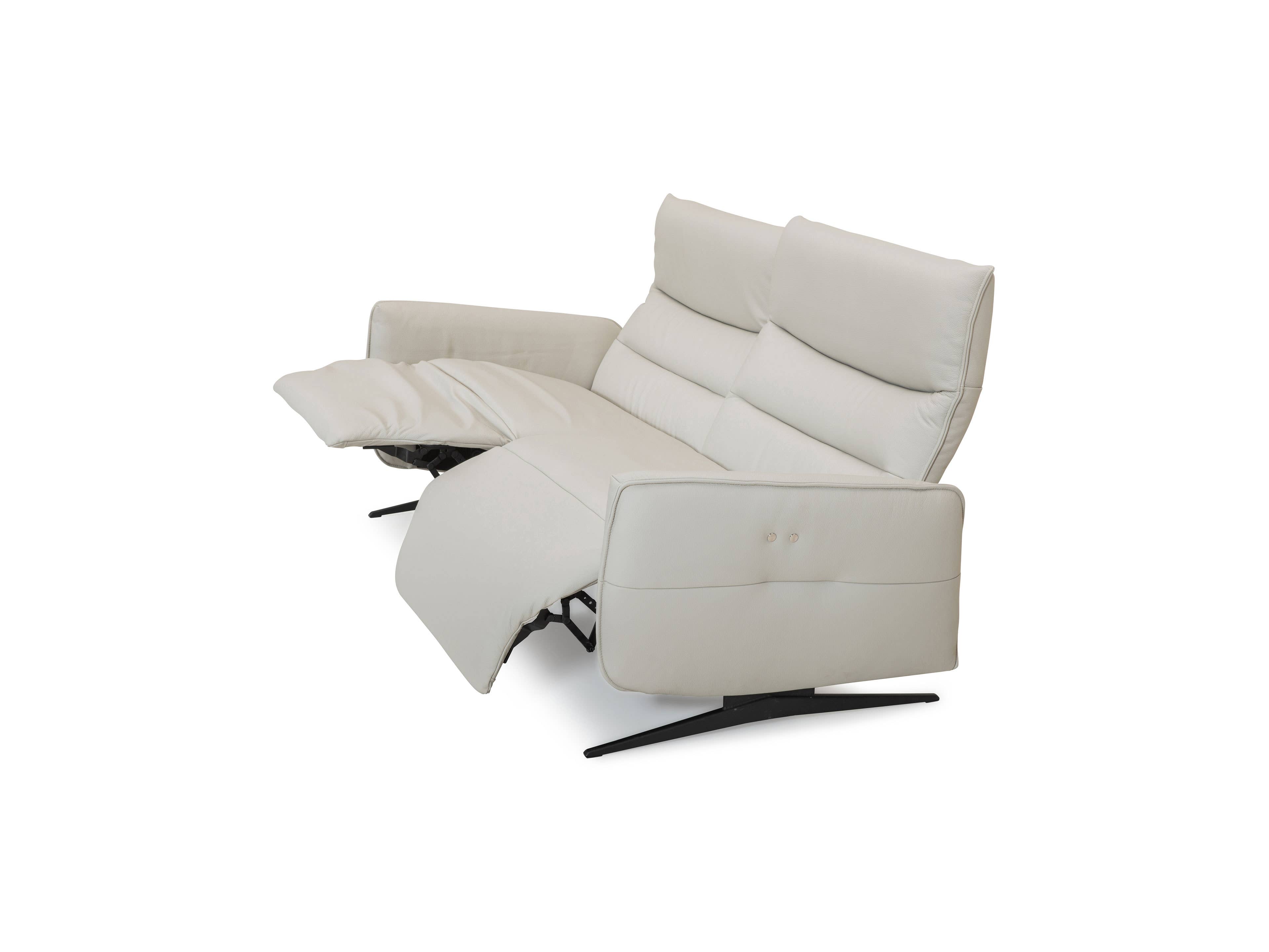 2-Sitzer-Sofa Kabs Cosy in cremefarbenem Leder mit verstellbarem Fußteil und Metallfüßen