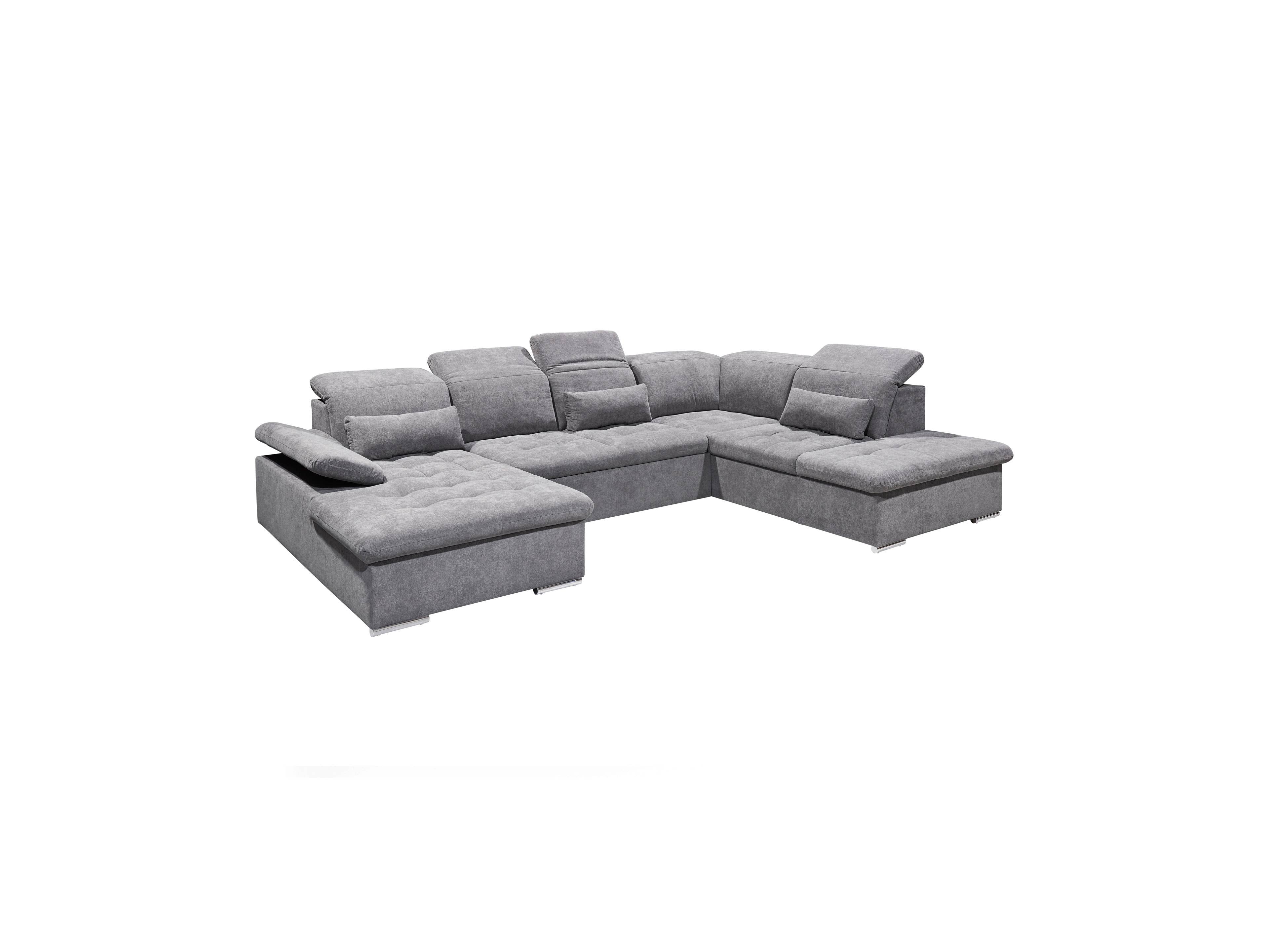 Ecksofa Kabs Polsterwelt in L-Form mit grauem Stoffbezug, gepolsterten Rückenlehnen und Armlehnen
