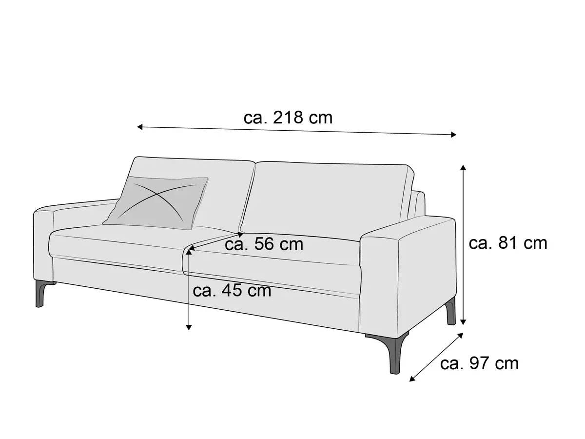 3-Sitzer Sofa mit Stoffbezug, geraden Armlehnen, hoher Rückenlehne und eckigen Füßen