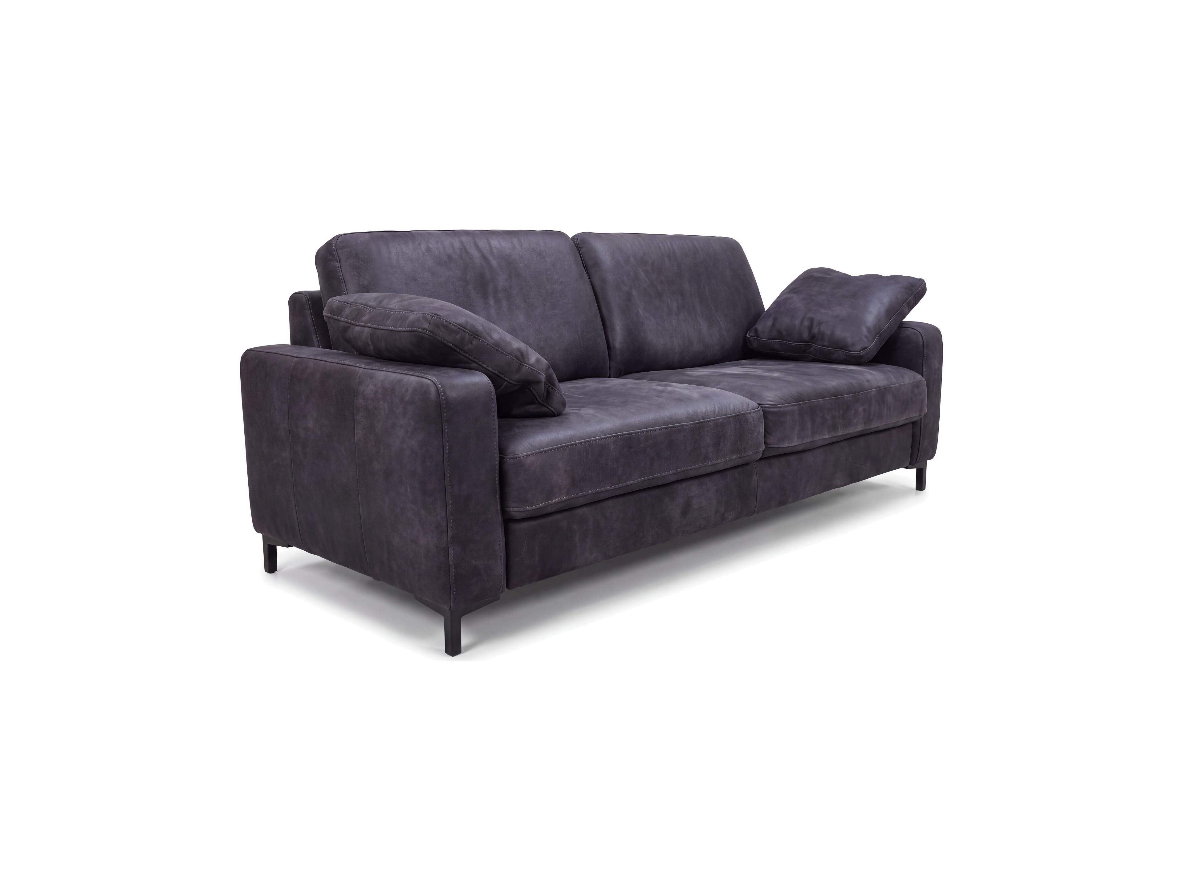 Einzelsofa 3-Sitzer Helikon – dunkelgrauer Bezug mit Armlehnen, zwei Rückenkissen und Füßen
