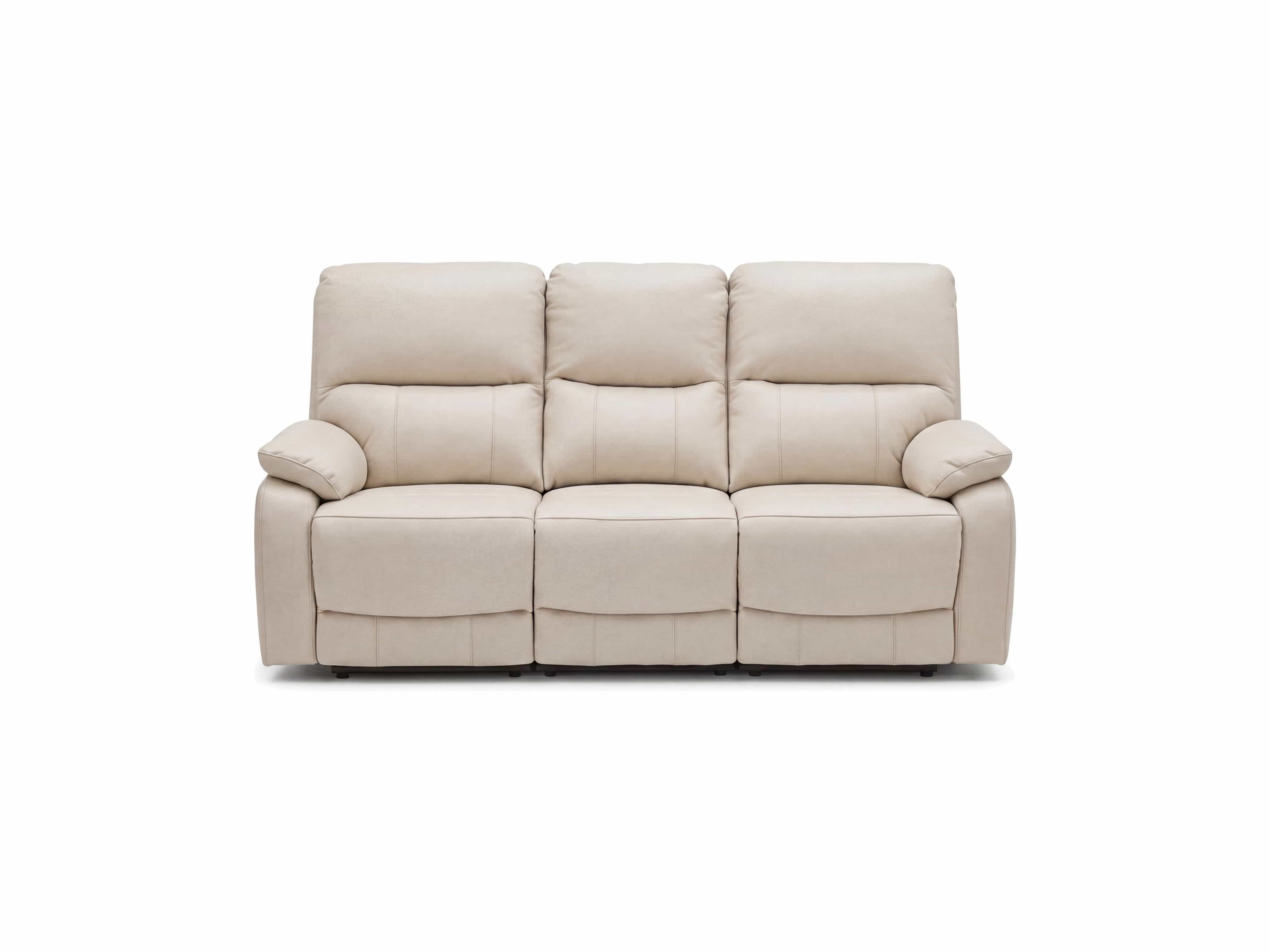 3-Sitzer Sofa Kabs in Beige mit gepolsterten Armlehnen, durchgehender Rückenlehne und Stoffbezug