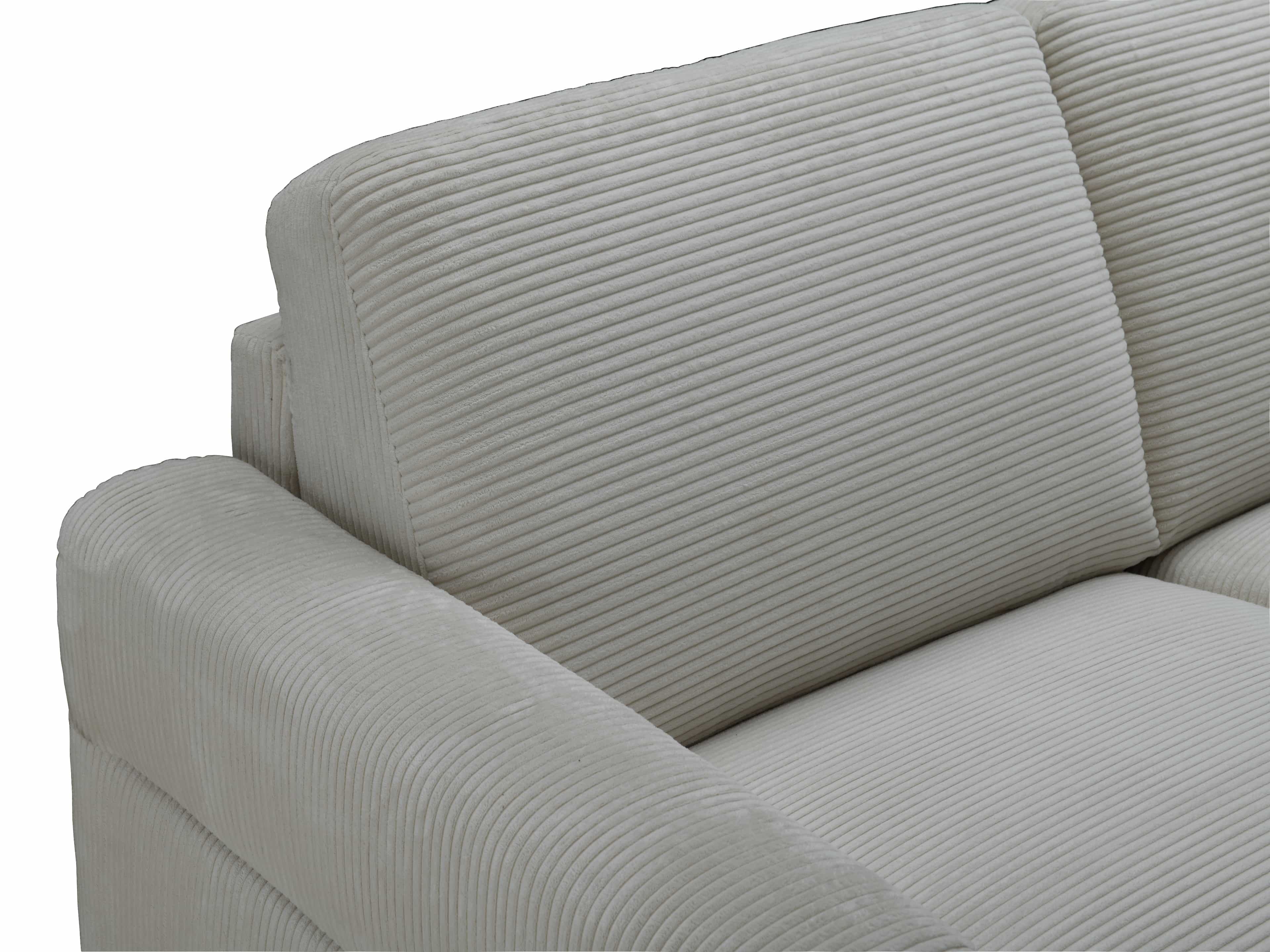 Ecksofa Kabs Polsterwelt mit hellem Cord-Bezug, gerader Armlehne und gepolsterter Rückenlehne
