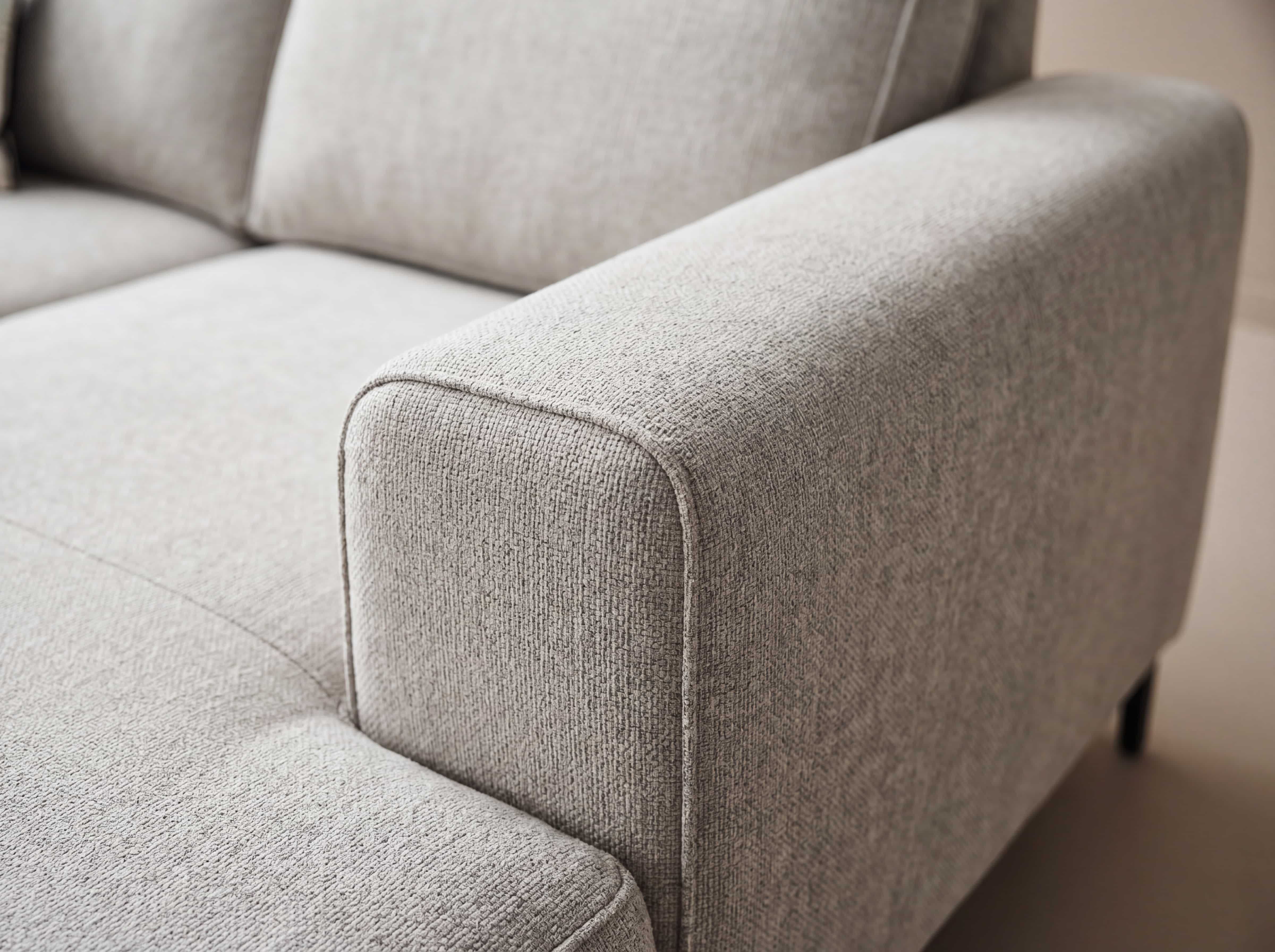 3-Sitzer Sofa Kabs Polsterwelt mit Armlehne, hellgrauer Strukturstoff, gepolsterte Sitzfläche