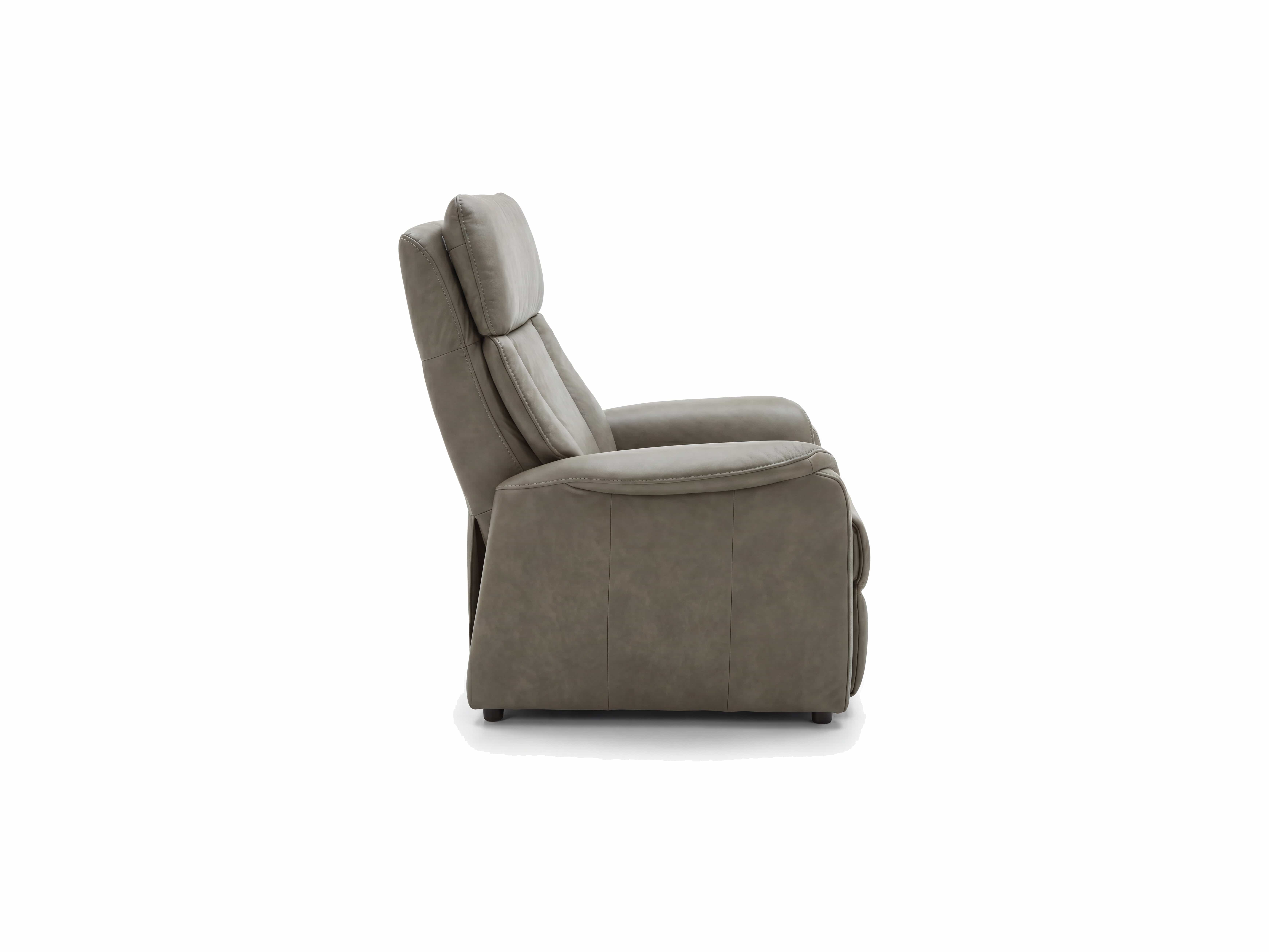 2-Sitzer-Sofa Kabs, seitliche Ansicht, grauer Lederbezug, hohe Rückenlehne, gepolstert