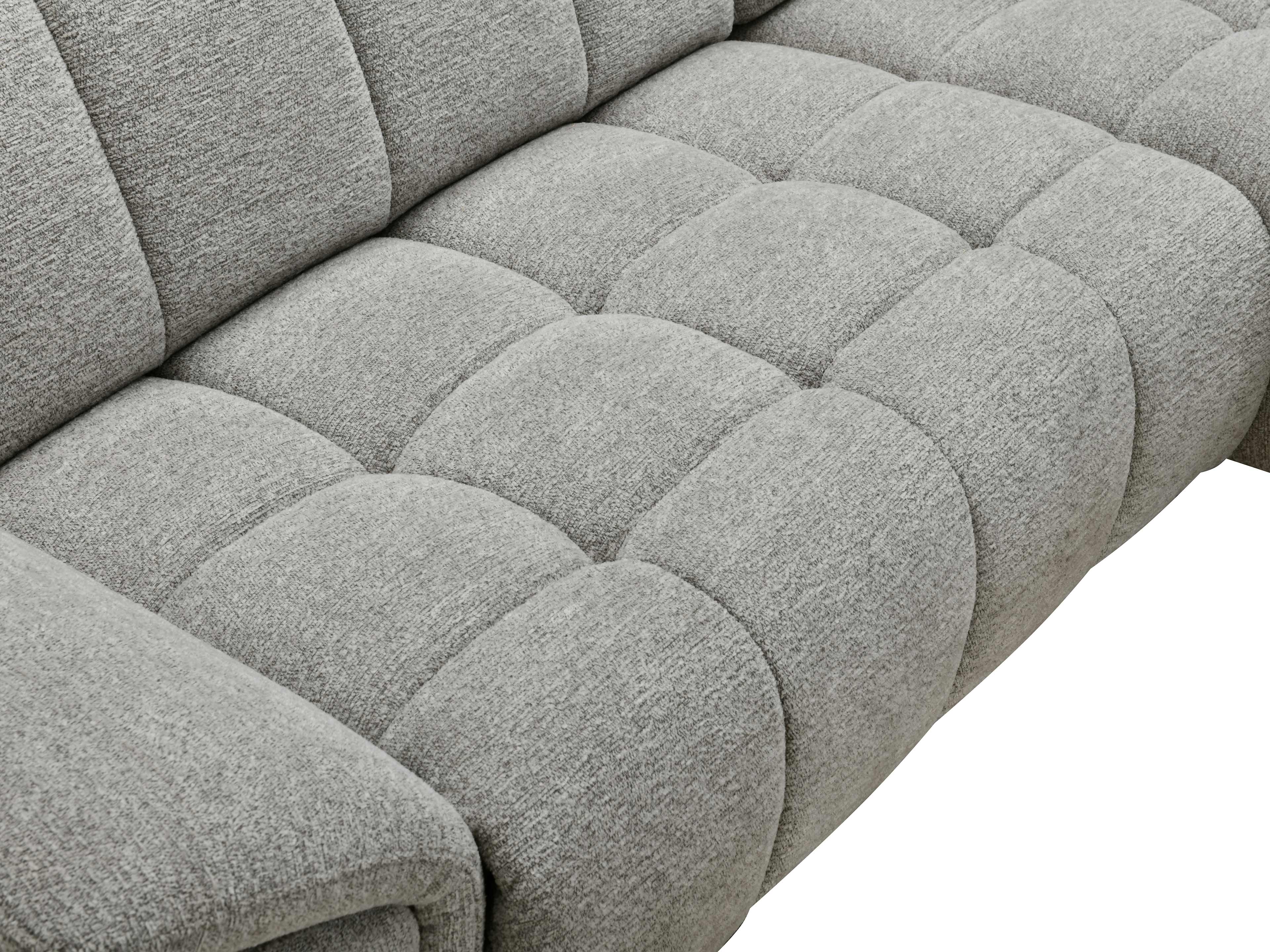 3-Sitzer Sofa Sorrento mit grauem Stoffbezug und markanter Rechteck-Steppung der Sitzfläche