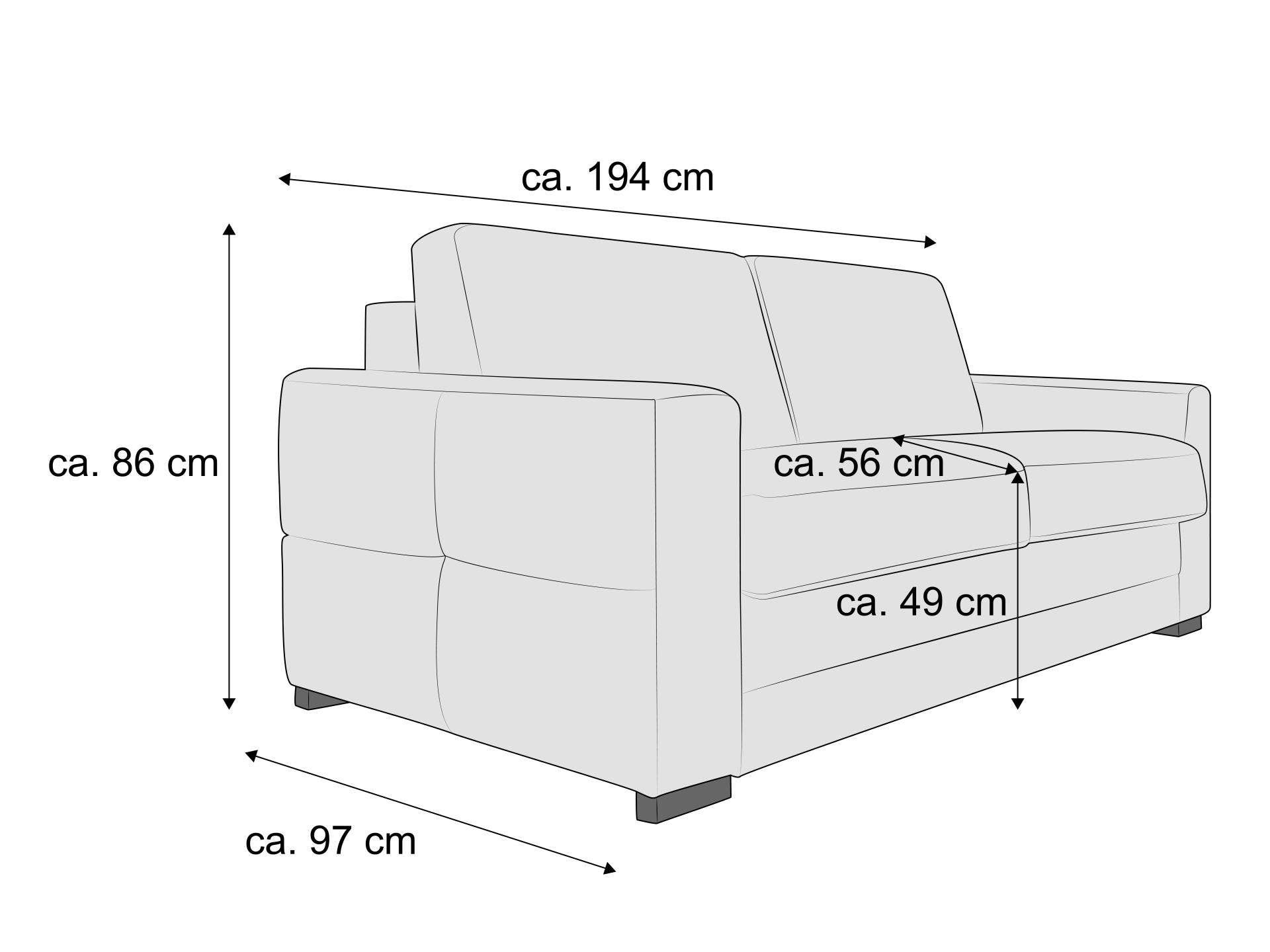 2-Sitzer Sofa mit Stoffbezug, rechteckige Form, breite Armlehnen, sichtbare Rückenlehne