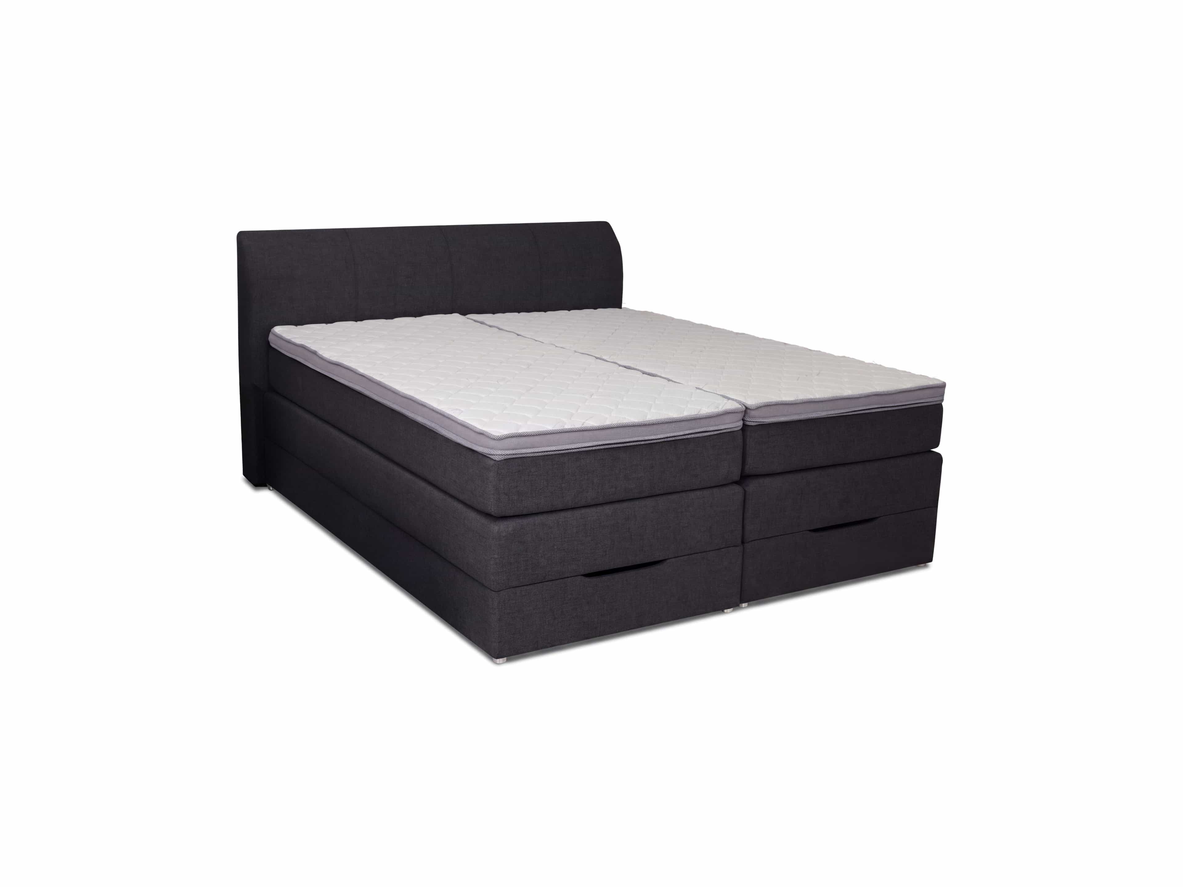 Boxspringbett Semeru – dunkelgrauer Bezug, gestepptes Kopfteil, durchgehende Liegefläche