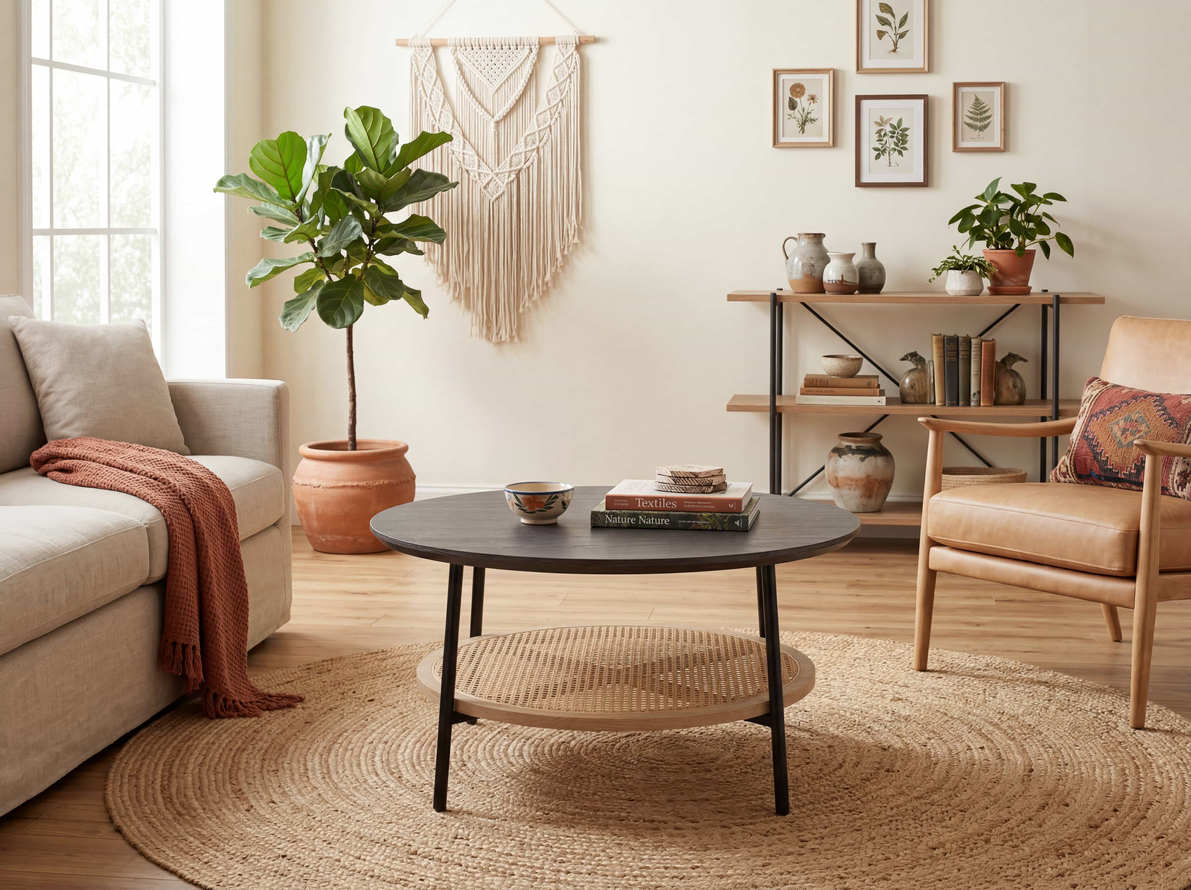 Couchtisch Varea mit runder Massivholzplatte online entdecken