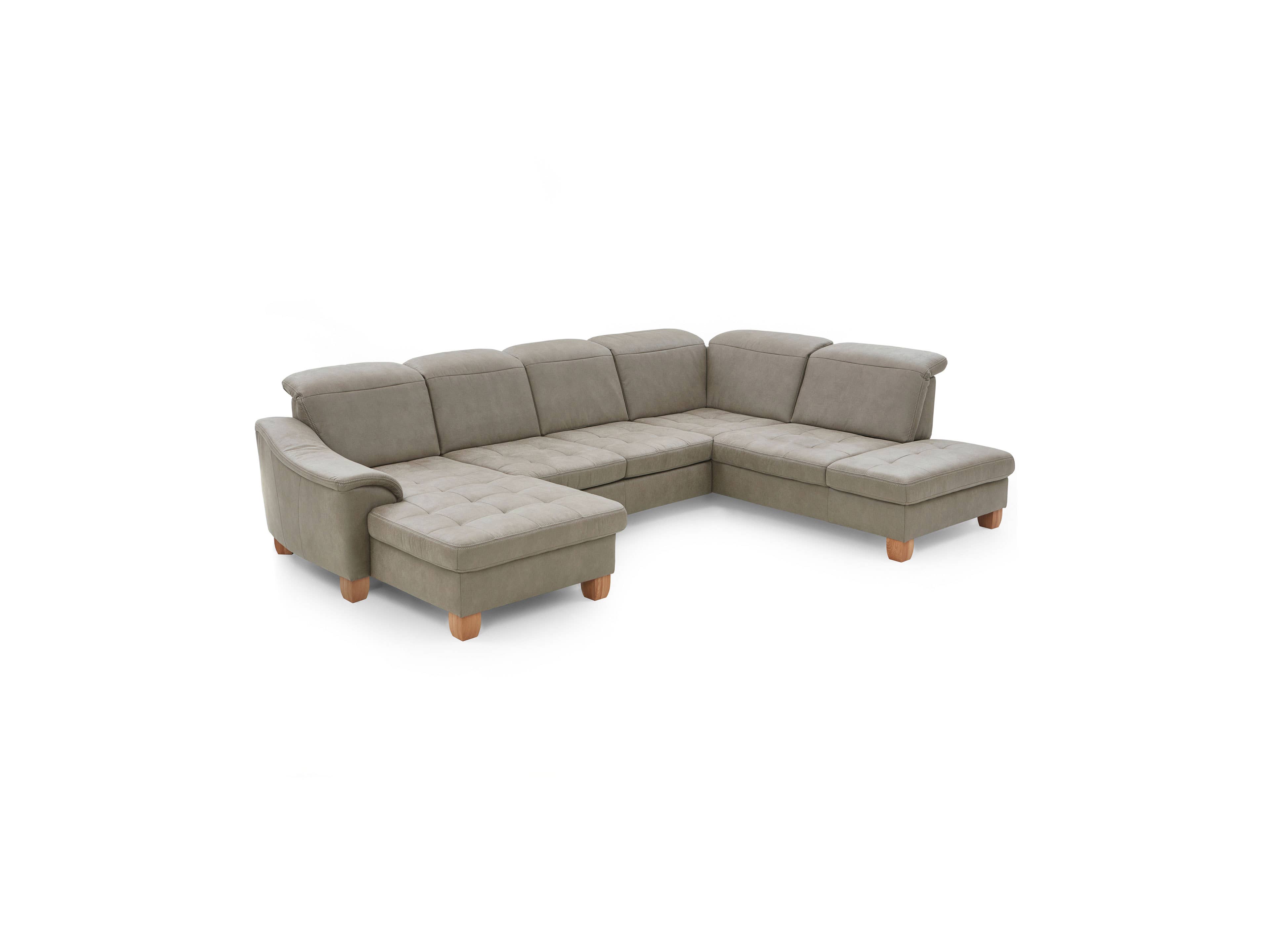 Ecksofa Kabs Polsterwelt mit Lederbezug in Taupe, gepolstert, Holzfüße, eine Armlehne links