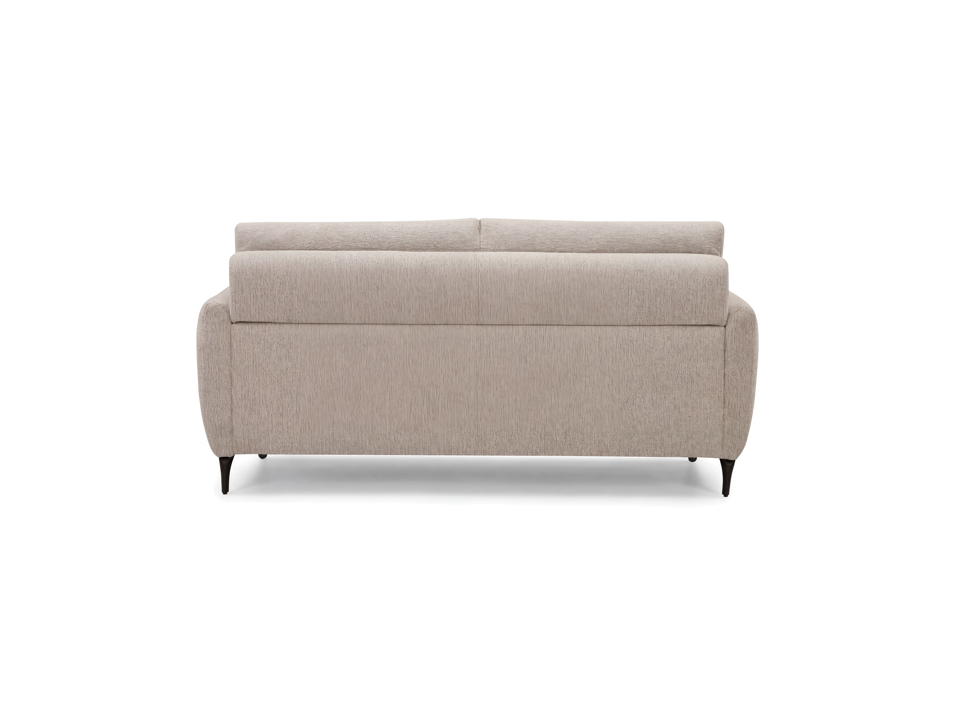 3-Sitzer Sofa Livio aus beigefarbenem Stoff mit gepolsterter Rückenlehne und dunklen Füßen
