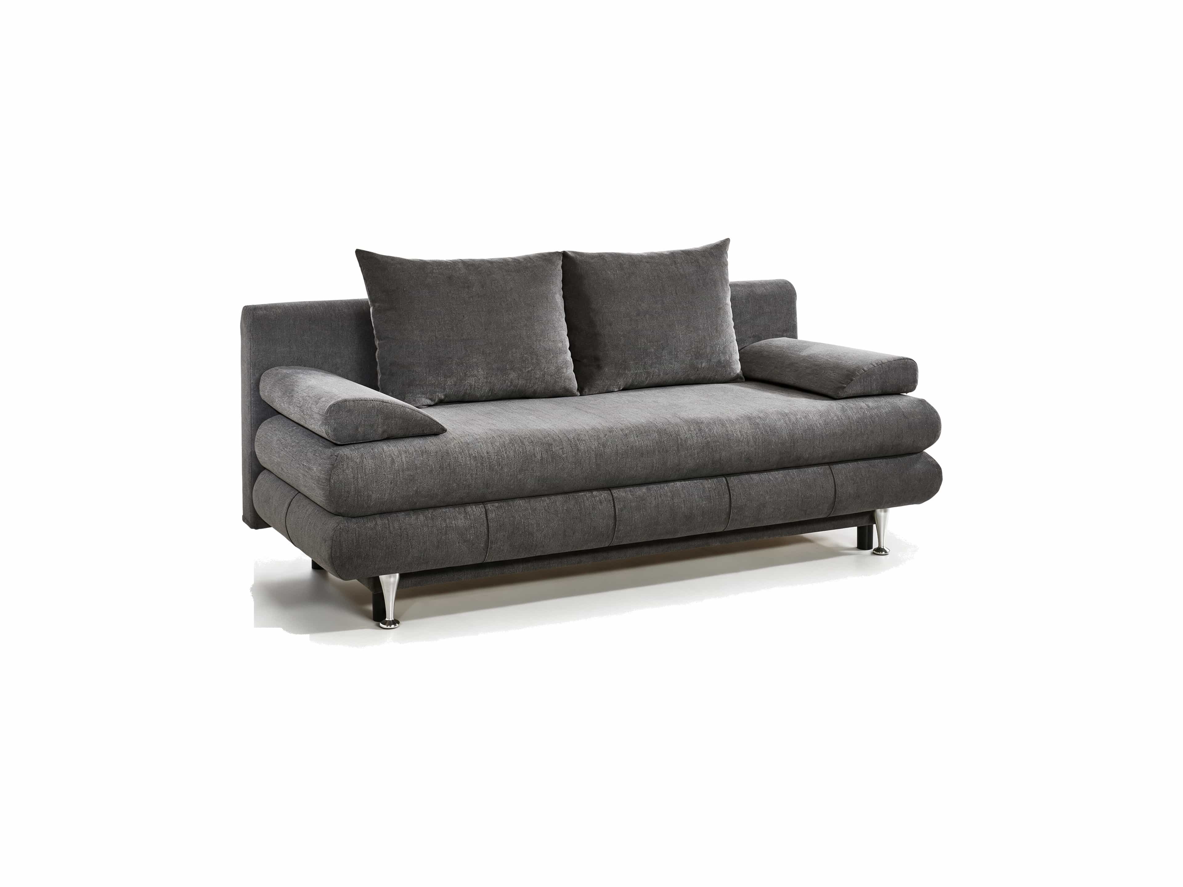 3-Sitzer Sofa Kabs Polsterwelt in Dunkelgrau mit Stoffbezug, zwei Armlehnen und Metallfüßen