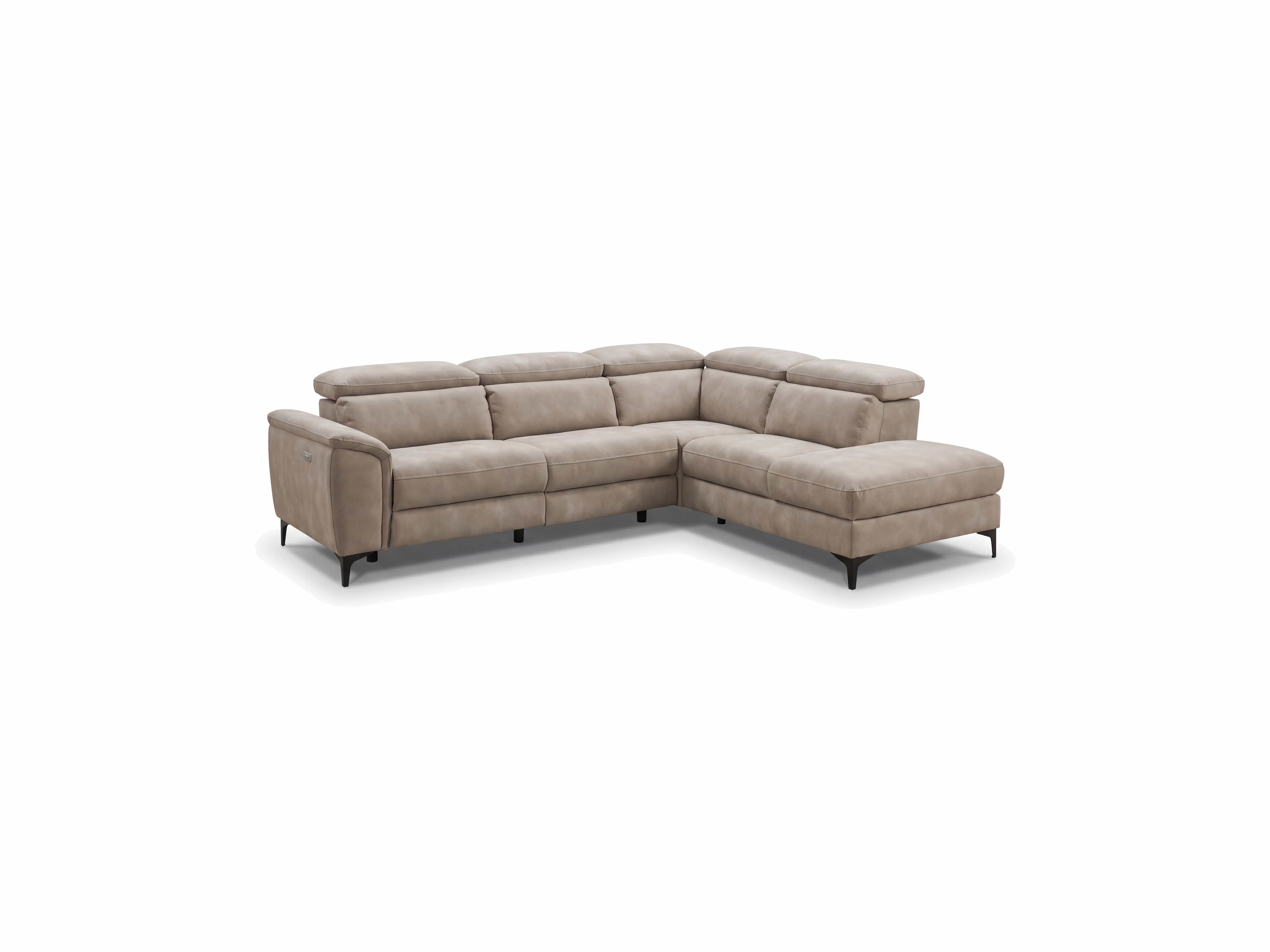 Ecksofa Jamie mit beigefarbenem Stoffbezug, L-Form, gepolsterte Sitzfläche und Rückenlehne, Armlehnen