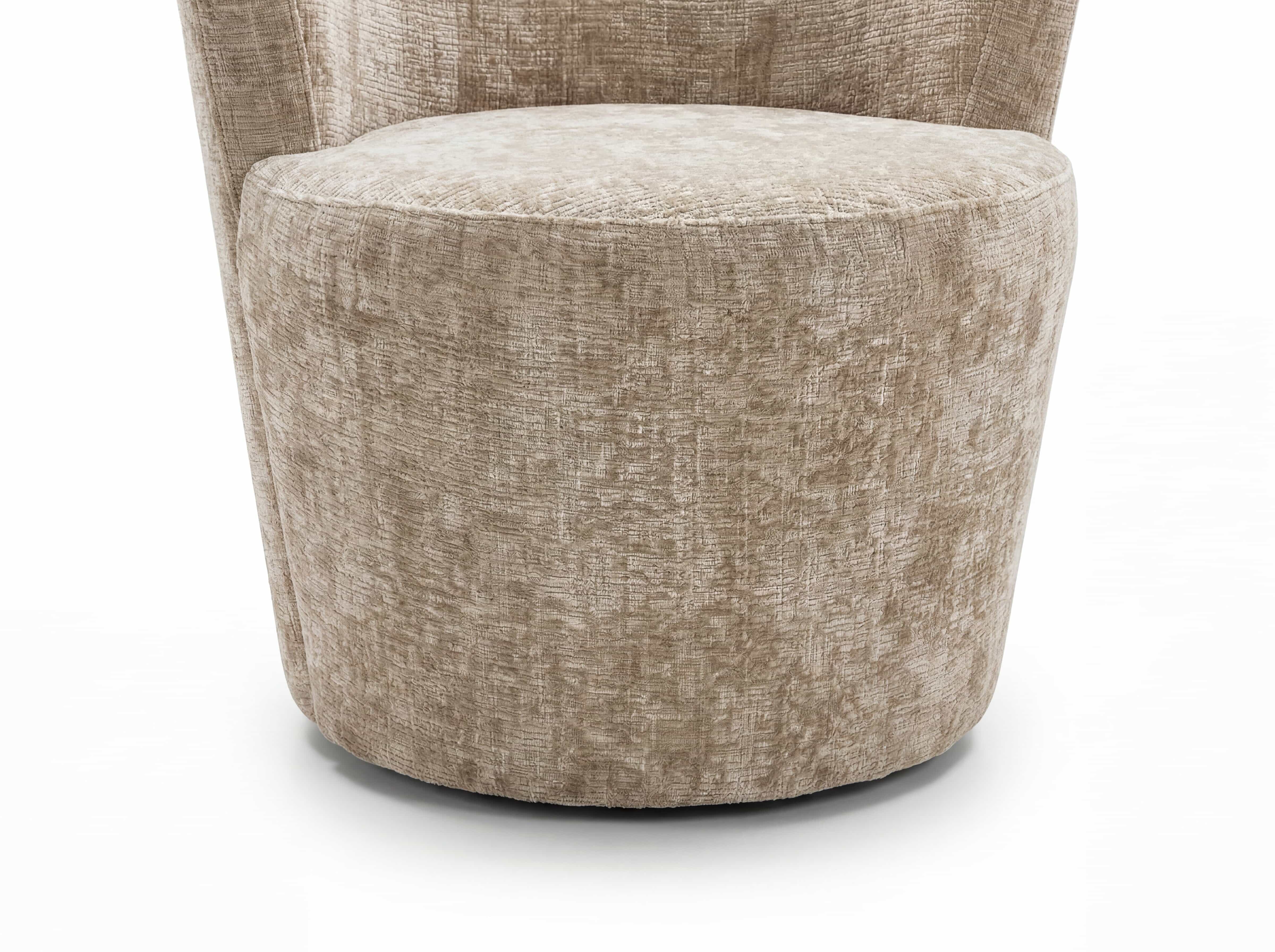Loungesessel Rems – beige Strukturstoff-Optik, halbhohe Rückenlehne, rundlich gepolsterte Sitzfläche