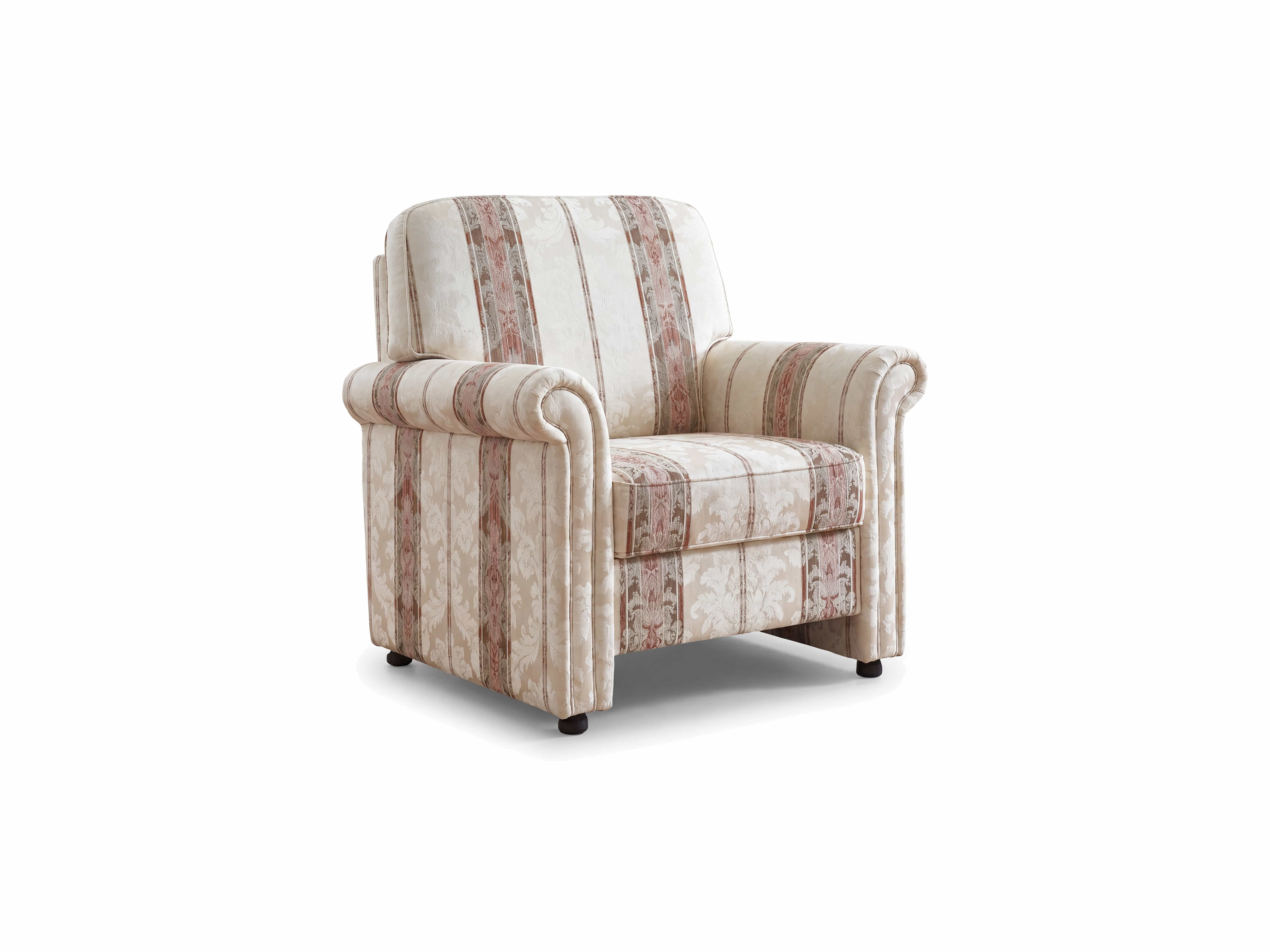 Sessel Kabs Polsterwelt mit gemustertem Stoffbezug in Beige und Braun, breite Sitzfläche, Rundarmlehnen